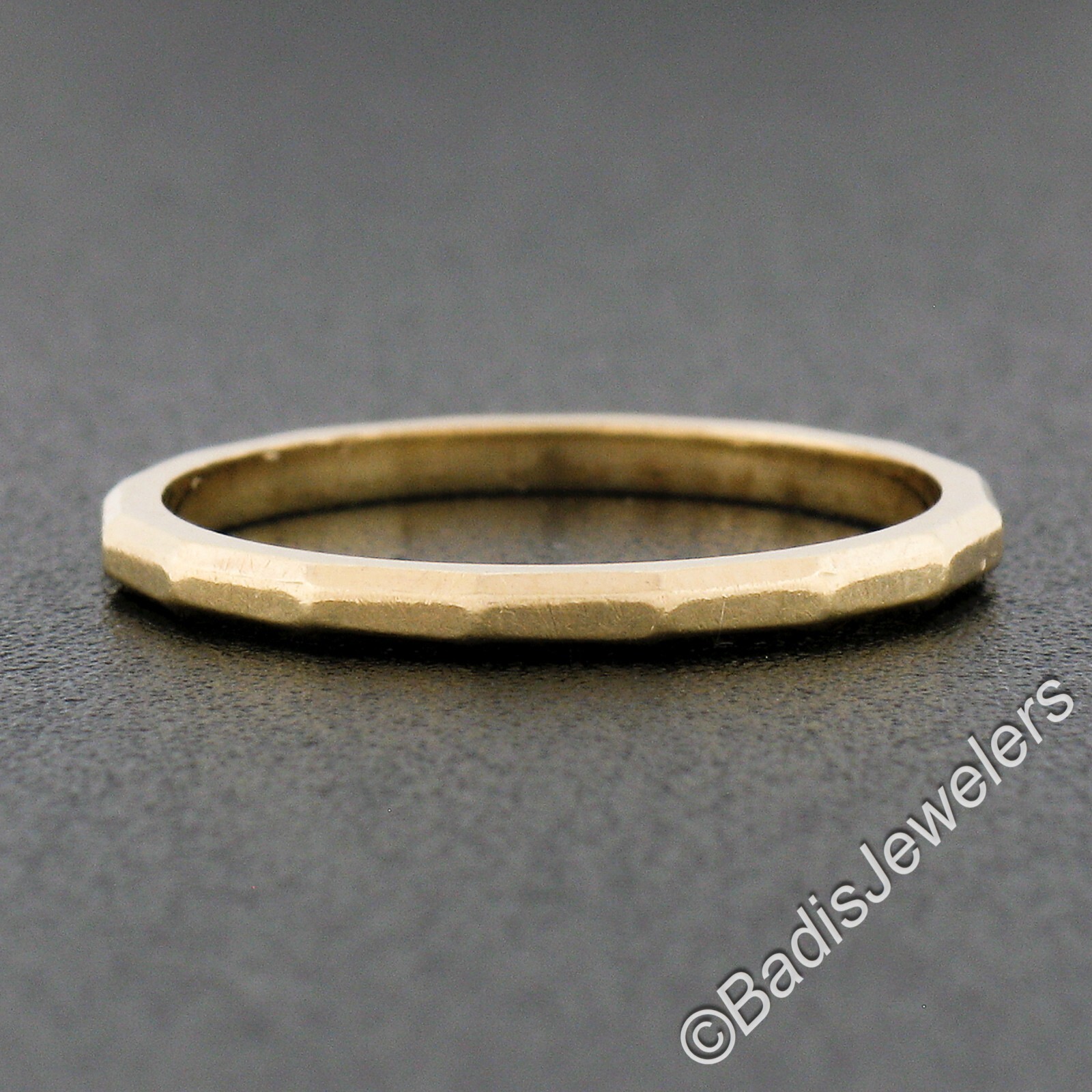 Vintage 14k Yellow Gold 1.6mm Polished Faceted Eternity Stack Wedding Band Ring