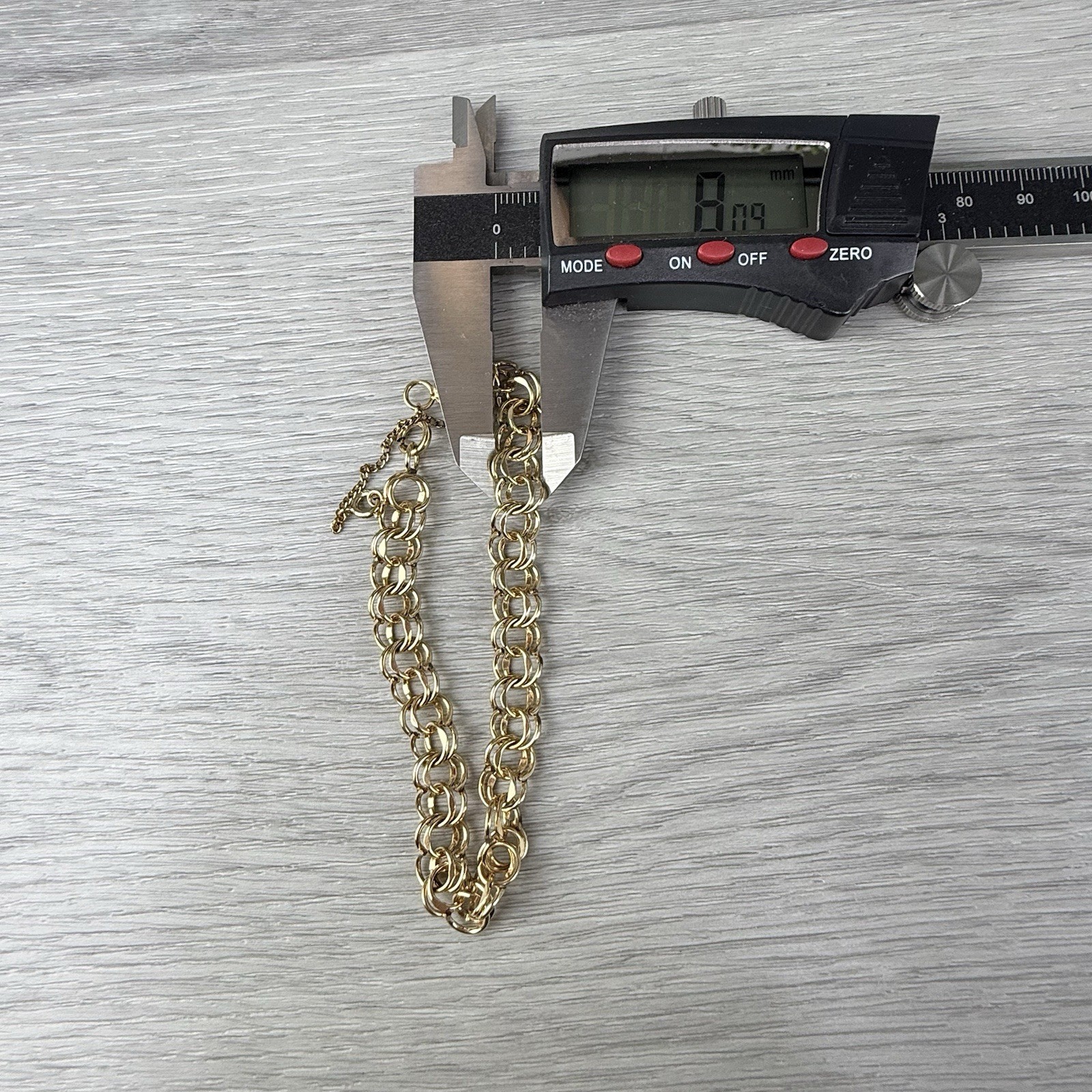 Vintage 12K Gold Filled Double Link Starter Chain Charm Bracelet Approx. 8”