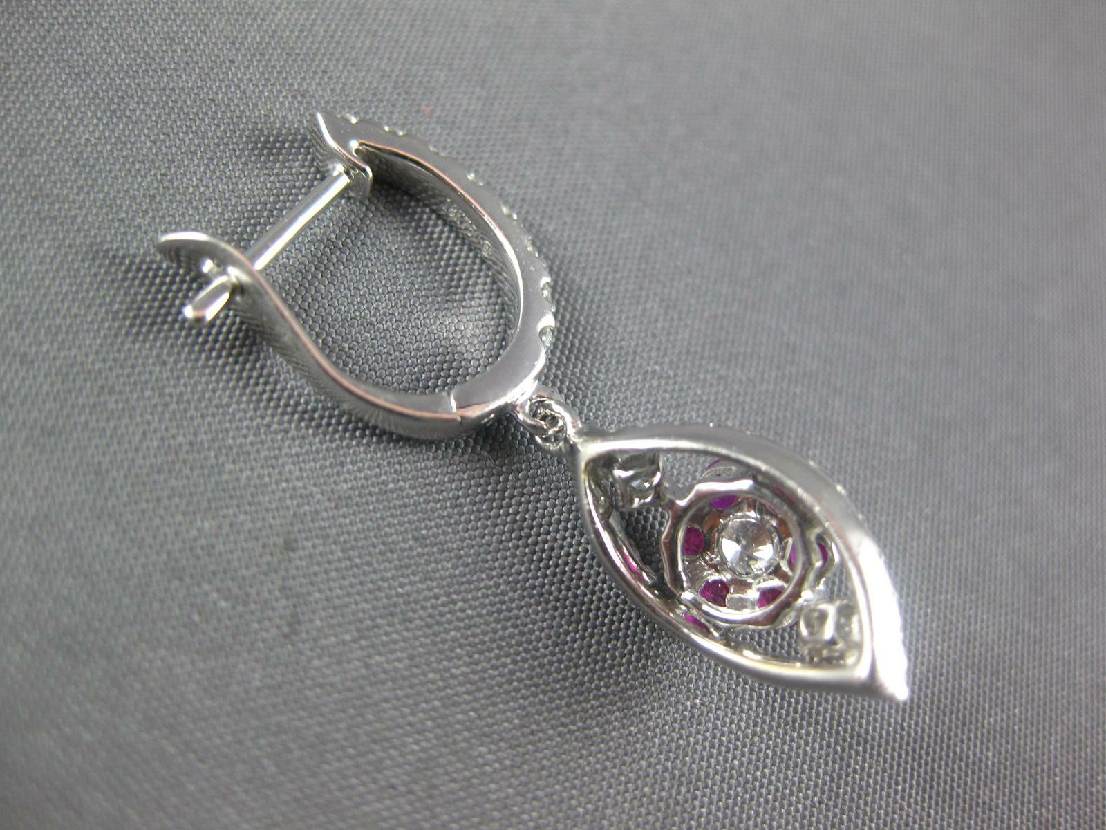 ESTATE 1.52CT DIAMOND & AAA RUBY 18KT WHITE GOLD MARQUISE SHAPE HANGING EARRINGS