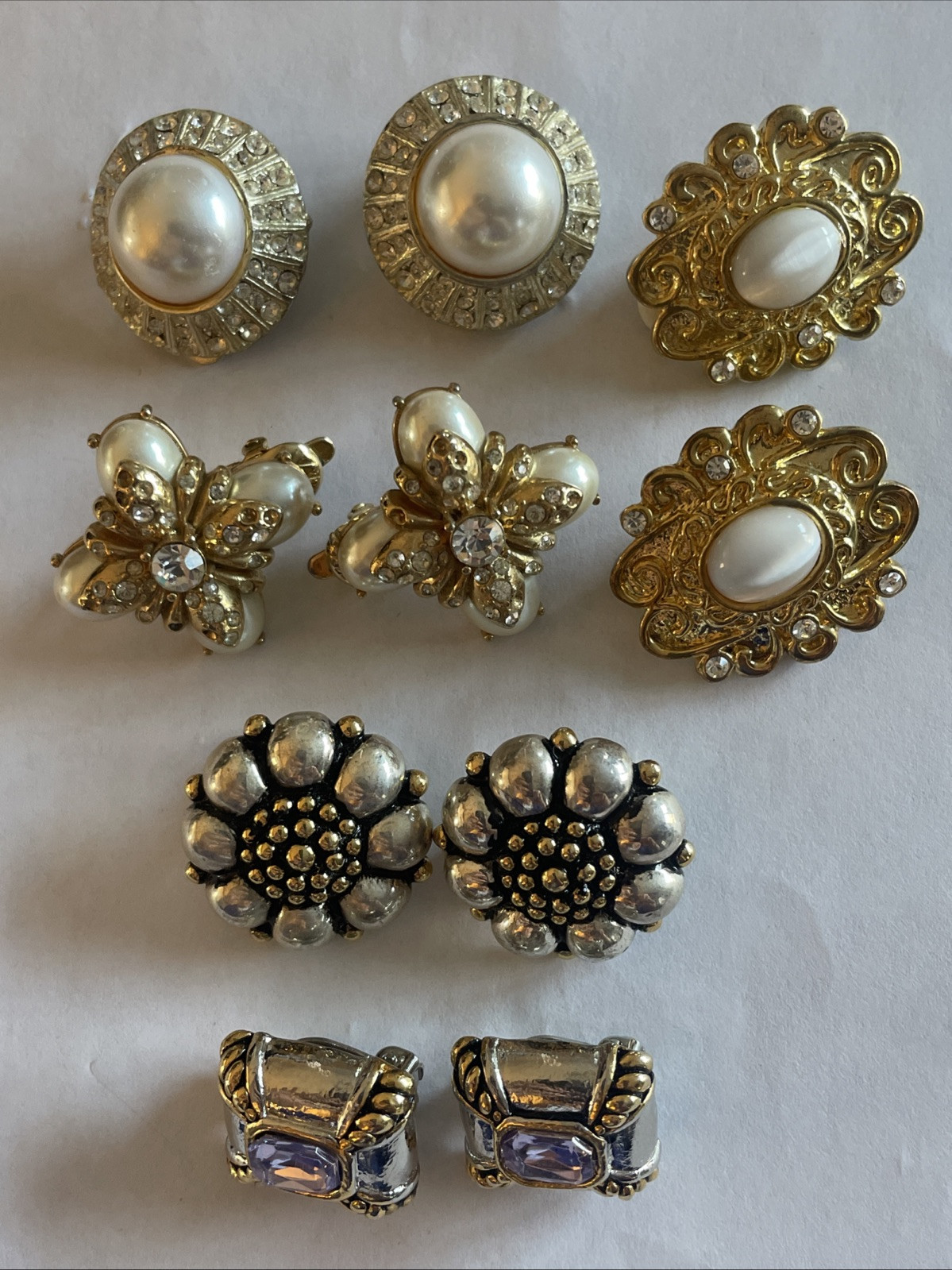 Vintage Five Pair Stylish Clip On GoldTone Metal Earring Lot – One Gay Boyer FX3
