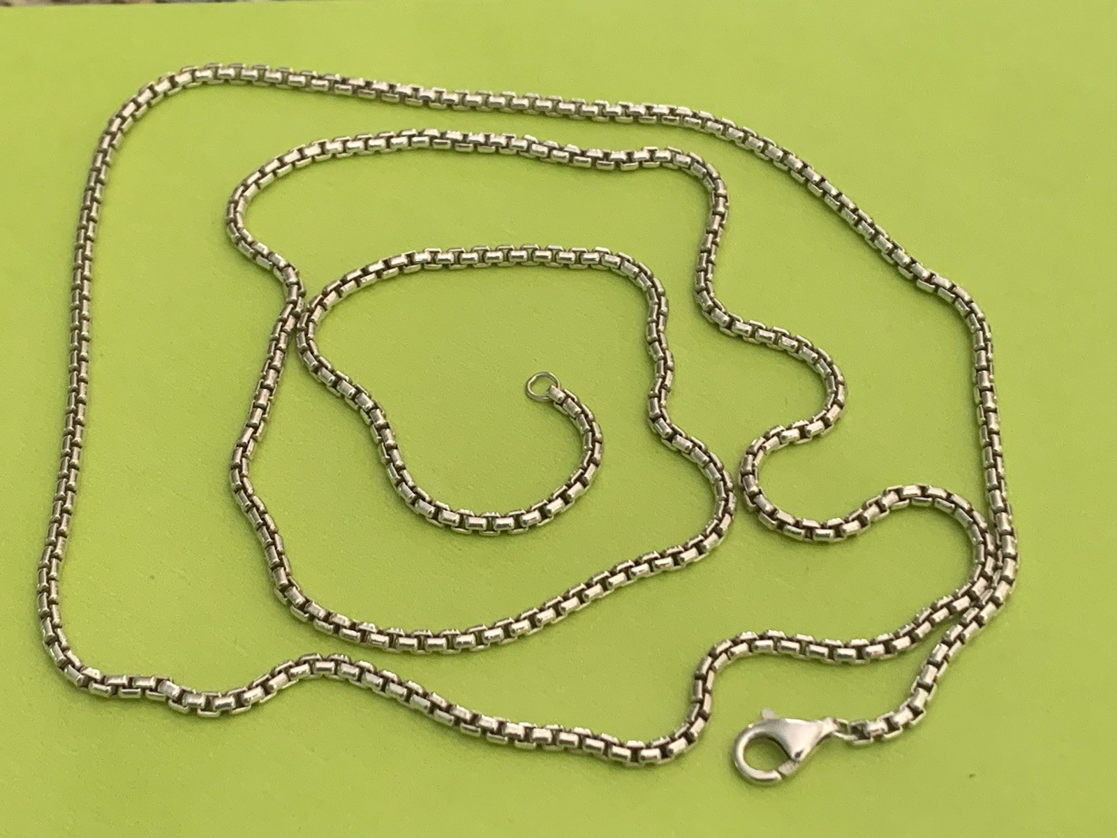 Vintage 925 Italy Sterling Silver Venetian Box Link Chain Necklace 32 In
