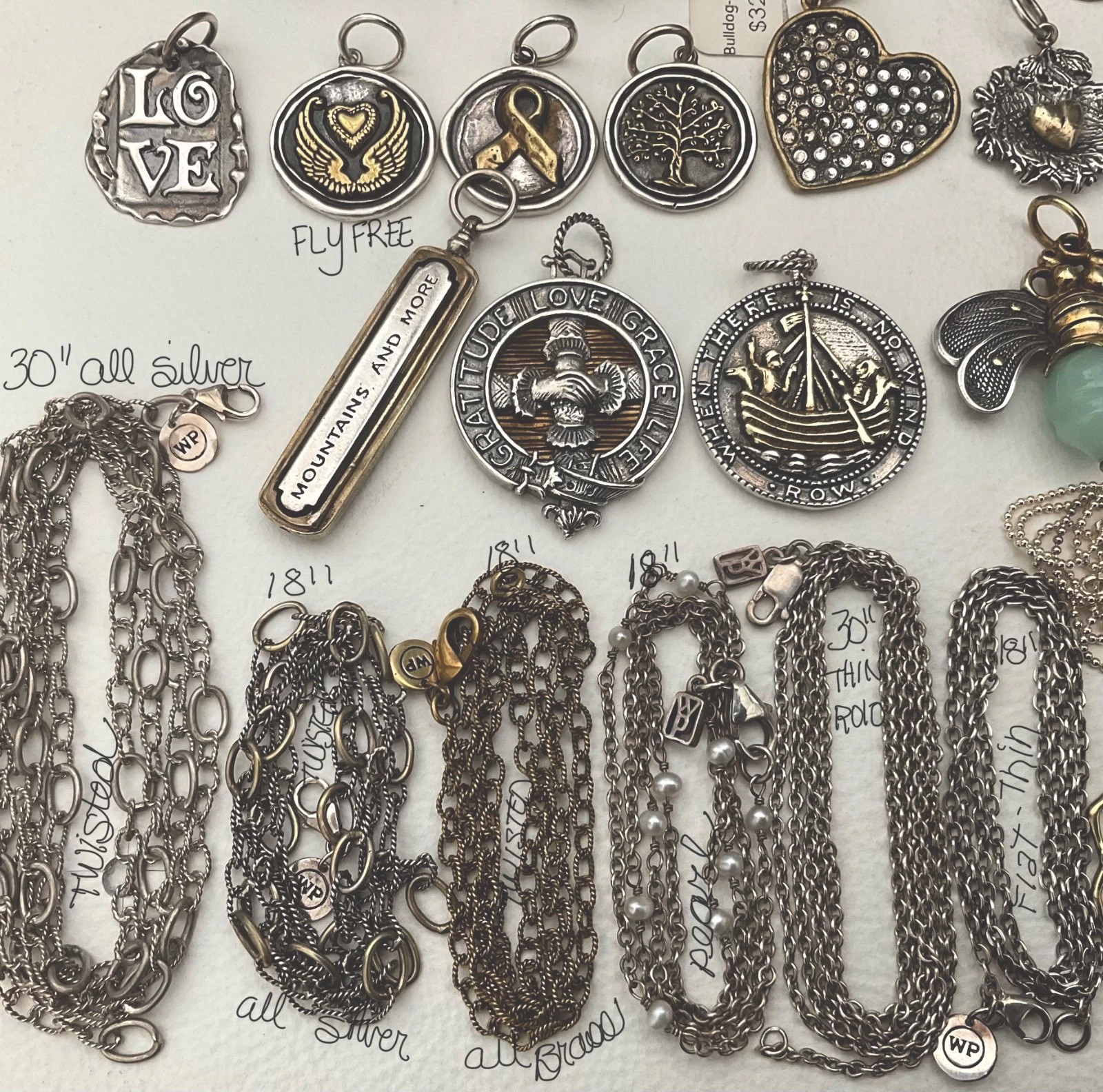 Vintage Waxing Poetic Sterling Silver/Brass Charms Heart Love