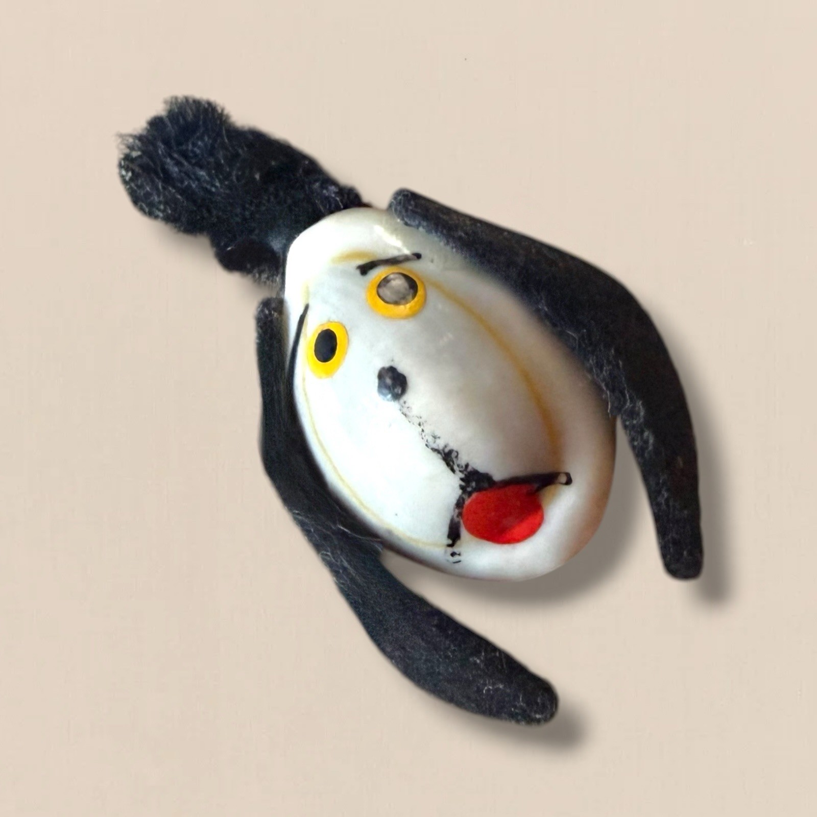 Dog Brooch Shell Handmade Vintage Souvenir Figural Pin Folk Art