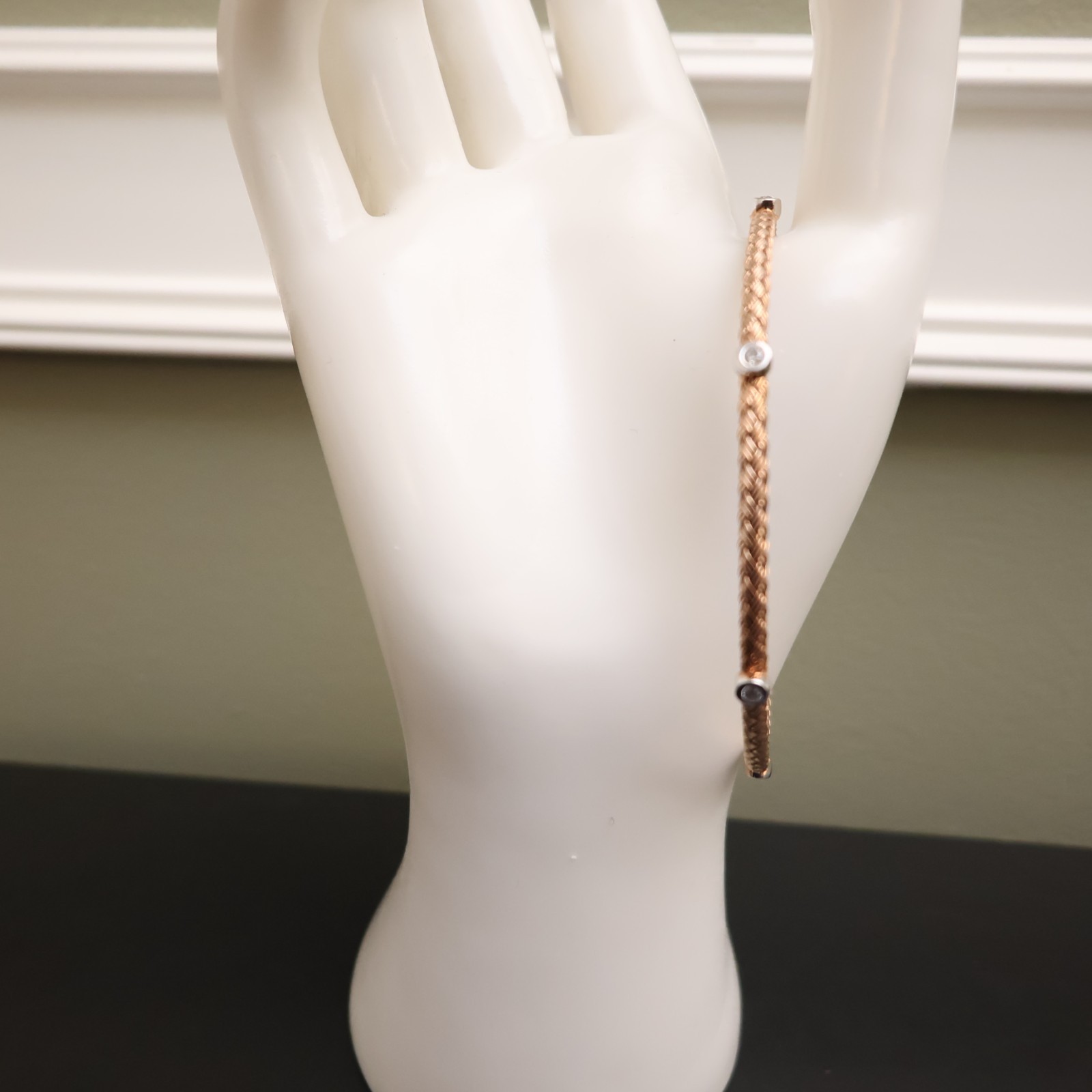 JCM Jewelry bracelet 18K rose gold clad 925 sterling silver DMQ stations 7.25in