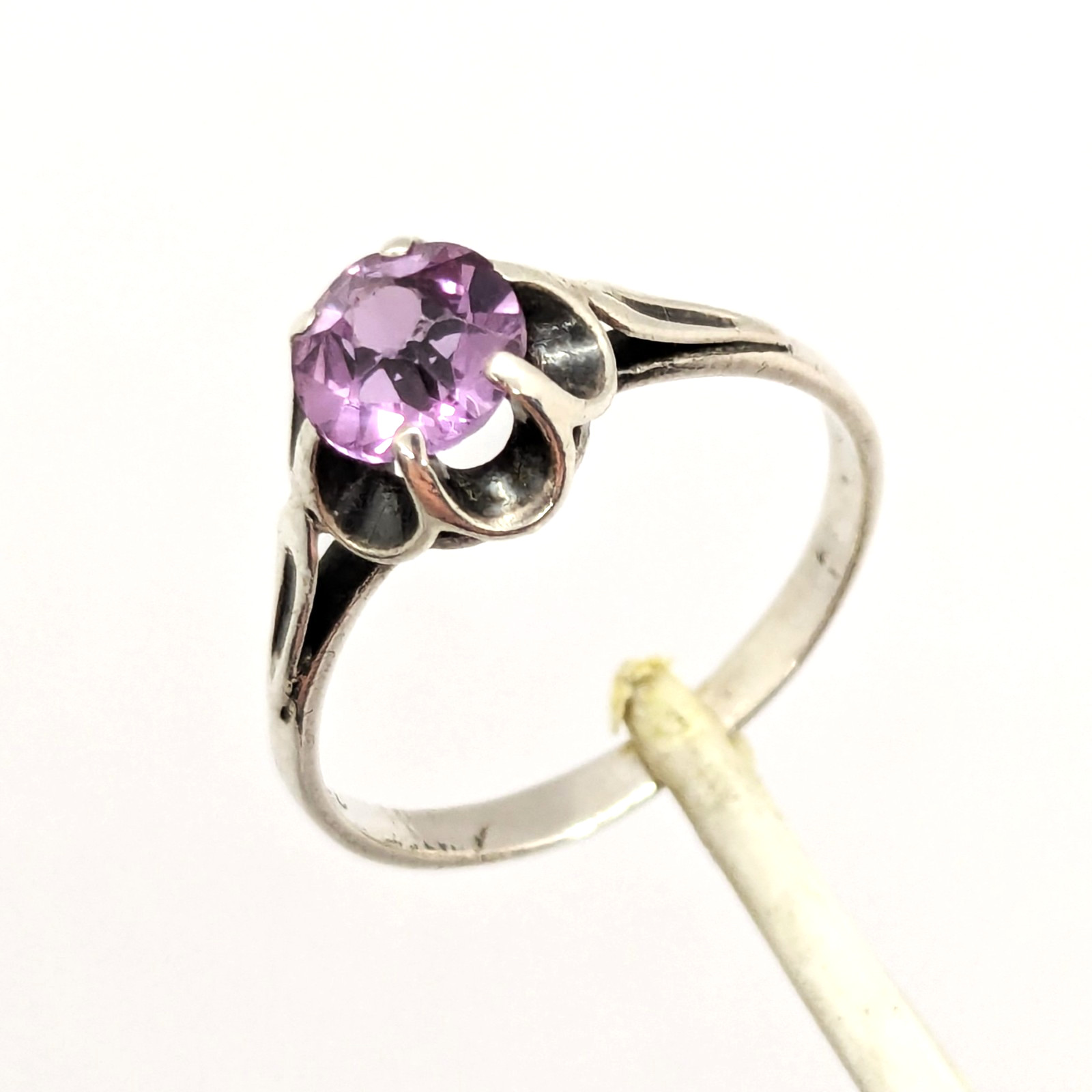 Vintage Soviet RING Silver⭐875 stamp Star with AMETHYST Stone -size: 7.25US| #11