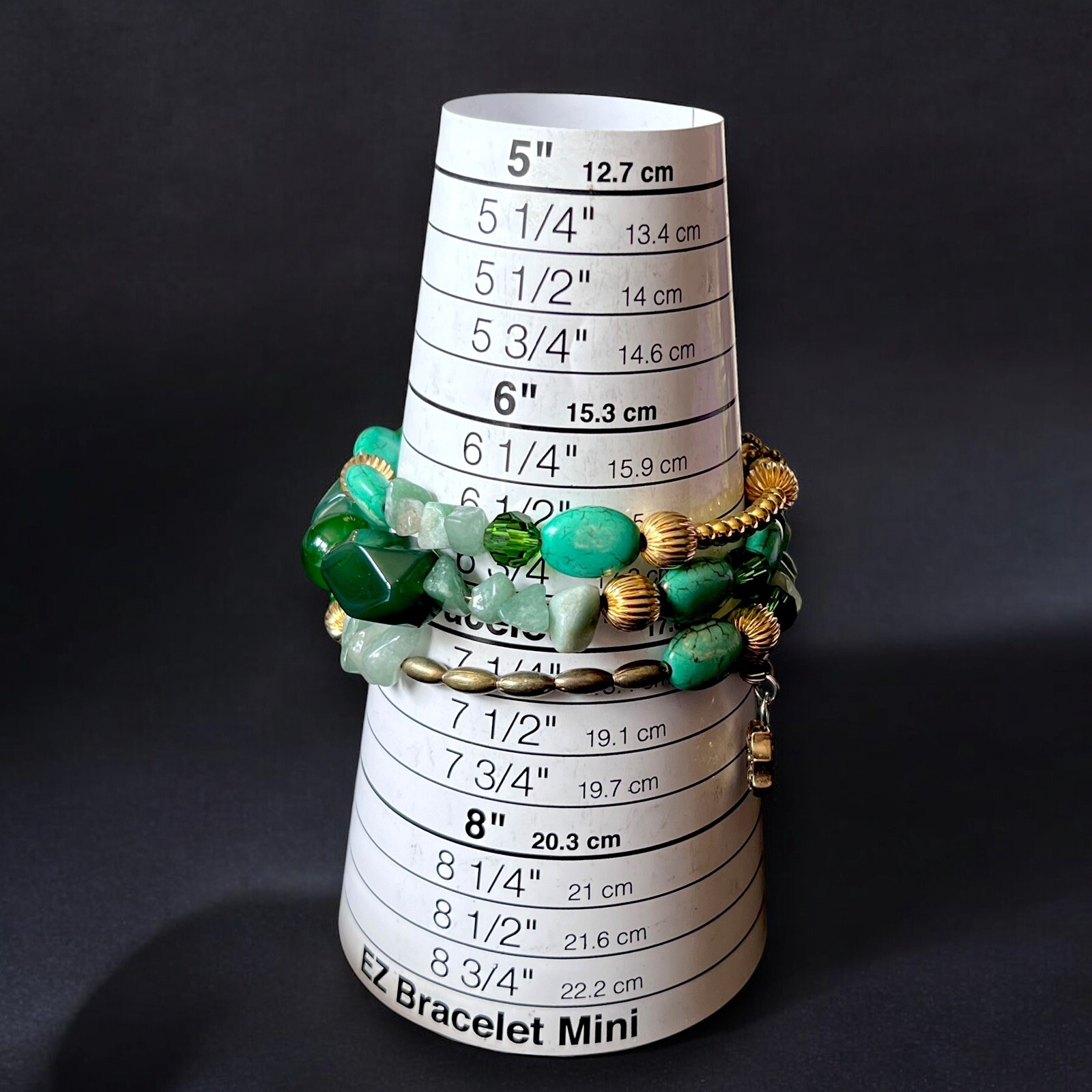 Boho Gemstone Beaded Bracelet Multi-Strand Wrap Wood Turquoise Gold Vintage