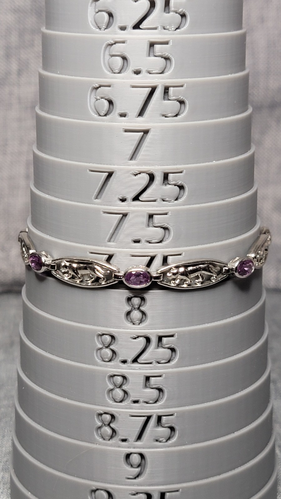 Vtg DBJ 925 Sterling Silver Tiger Amethyst Bracelet Box Clasp