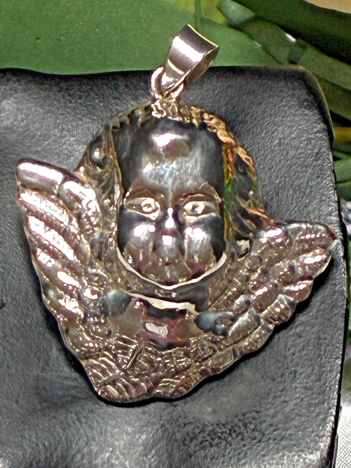 Vintage Fine 925 Sterling Silver 3D Puffy Angel Cherub Head Pendant
