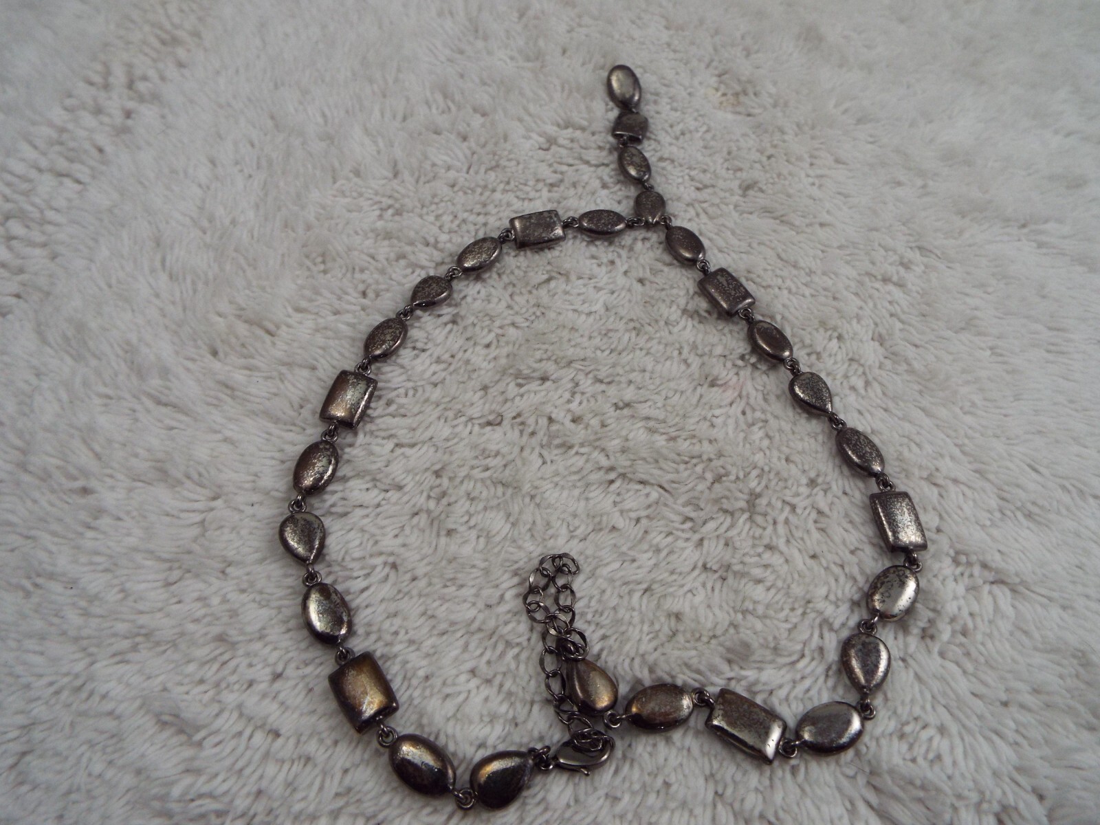 Black Gray Bead Drop Pendant Necklace
