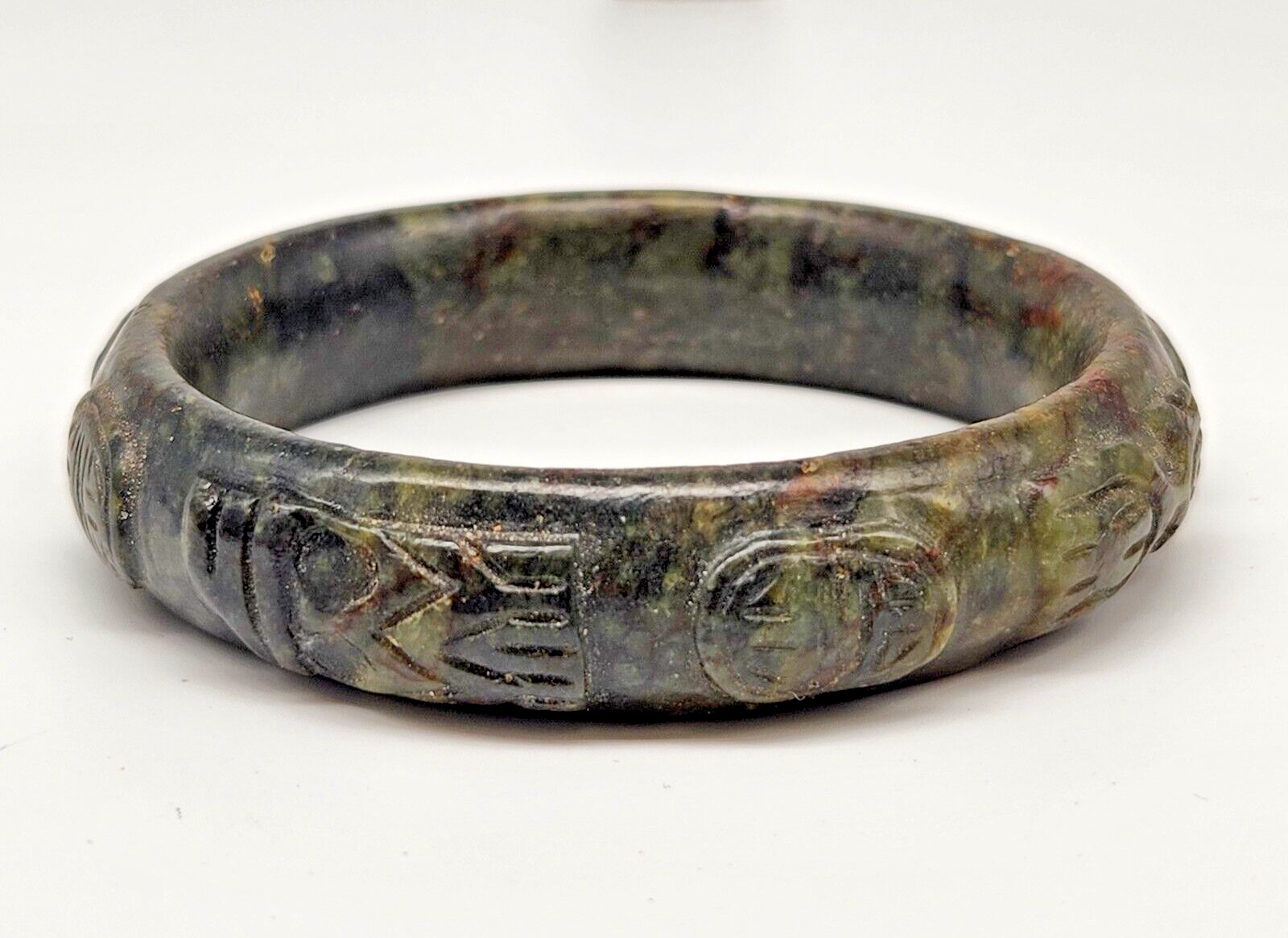 Vintage Natural Dark Green Jade Jadeite 17mm Bangle Bracelet