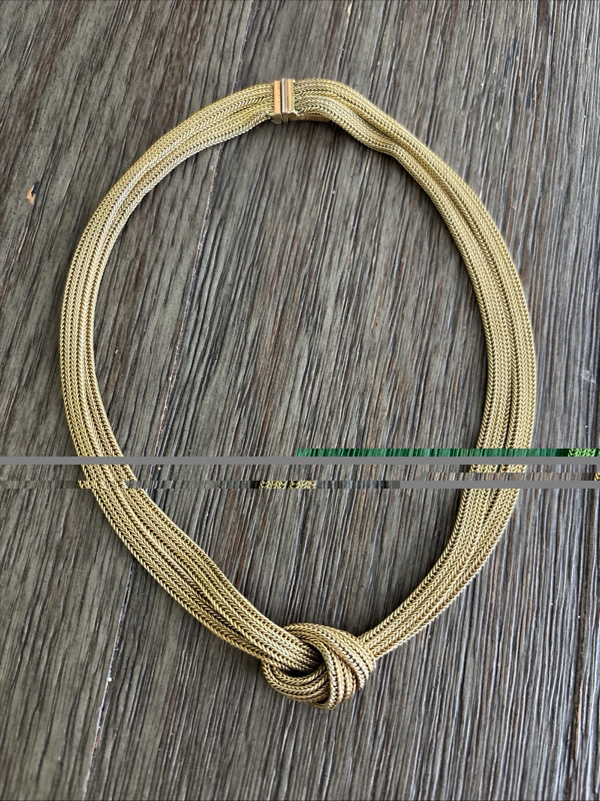 Vintage Grosse 1968 Germany Gold Tone Mesh Knot Necklace 16″