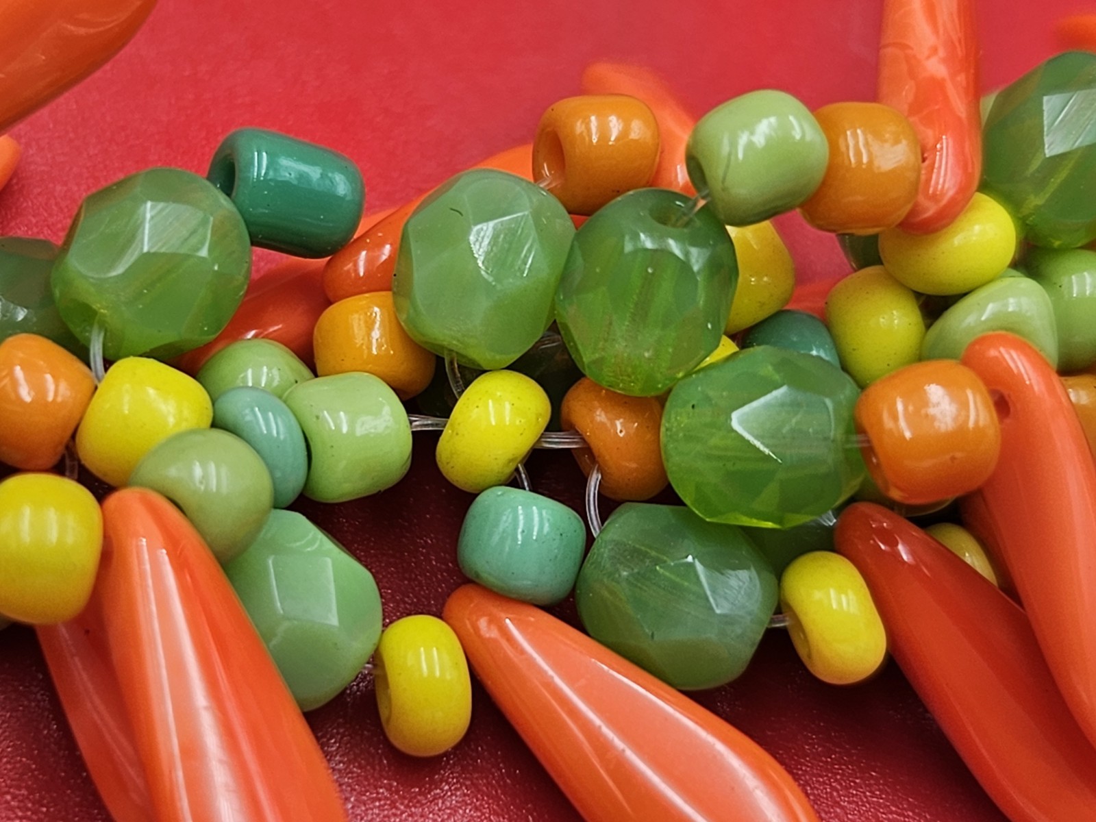 Vintage Colorful Glass Beaded Tutti Frutti Necklace Corn Carrots Peas