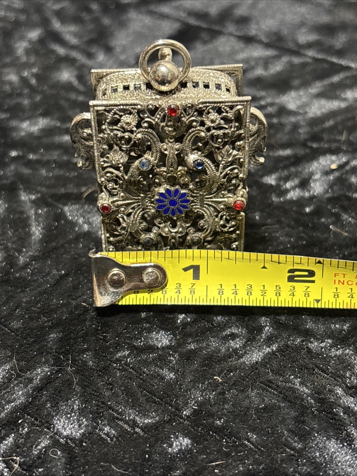 Antique Silver Tone Vinaigrette Hinged Pendant Purse Rare No Chain