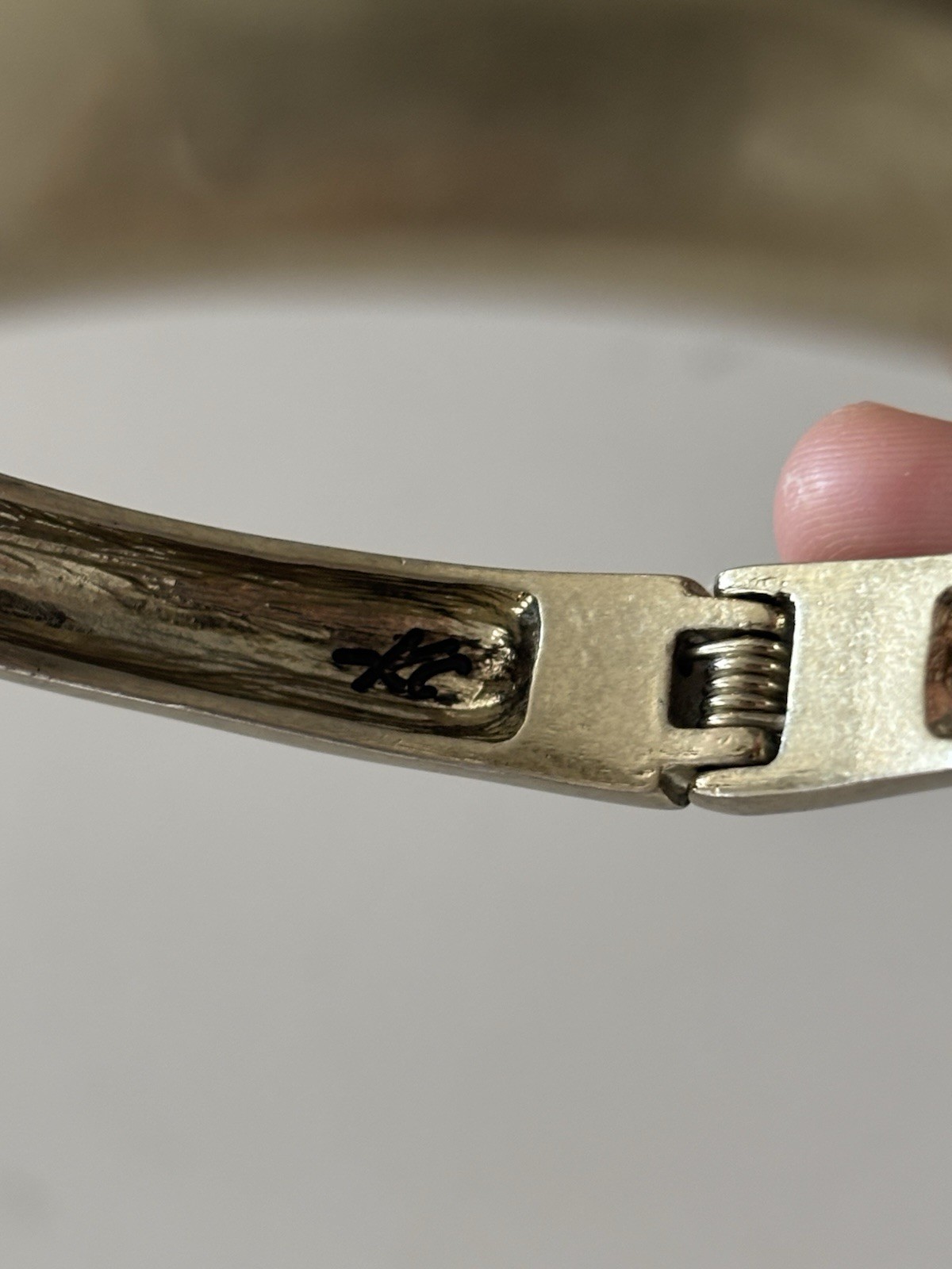 Vintage Bracelet Set – Signed KC Hinged Bangle & Monogram Cuff