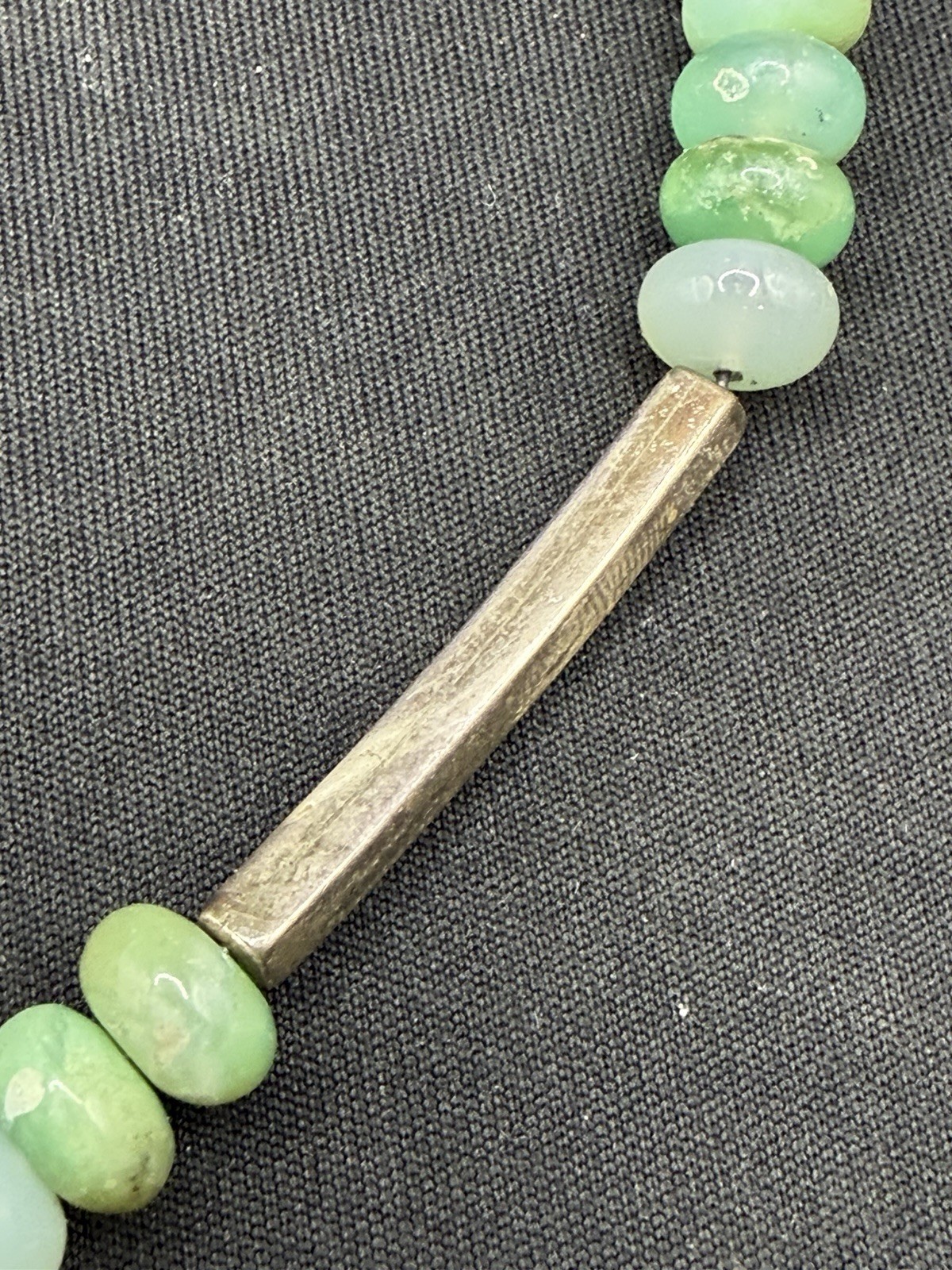 Vtg Jay King DTR Sterling Silver Green Bead Necklace Pendant 17-18 Inch Length