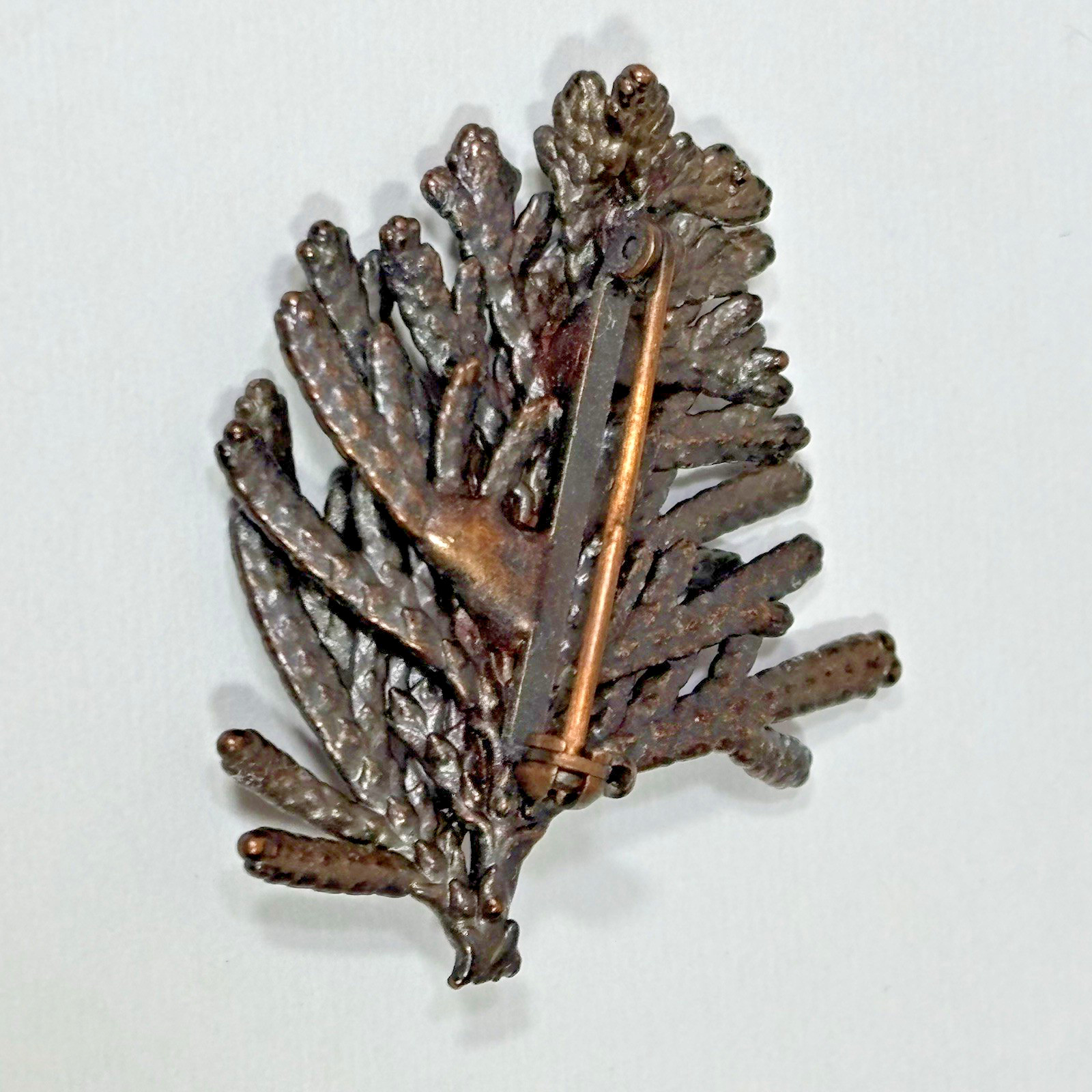 Nature’s Creations Lot of 2 Brooch Pin Copper Arborvitae Thujas & Geranium Leaf
