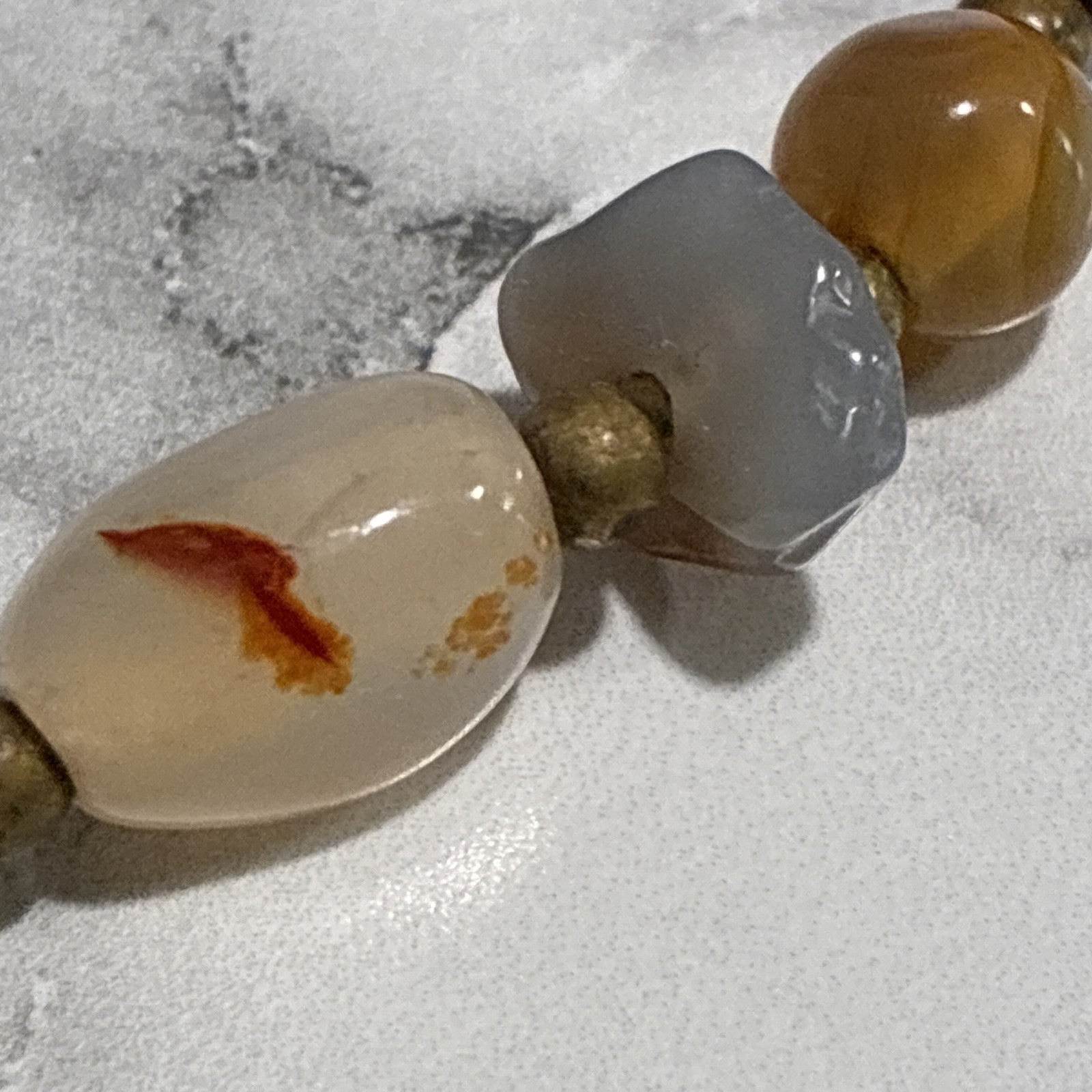 Estate Vtg. Semi Precious Stones, Different Sizes, Shapes, Colors Barrel Clasp ￼