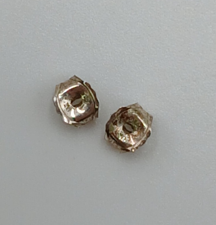 925 C Signed 5mm CZ Sterling Silver Square Faceted Cushion Cut Stud Estate Glam