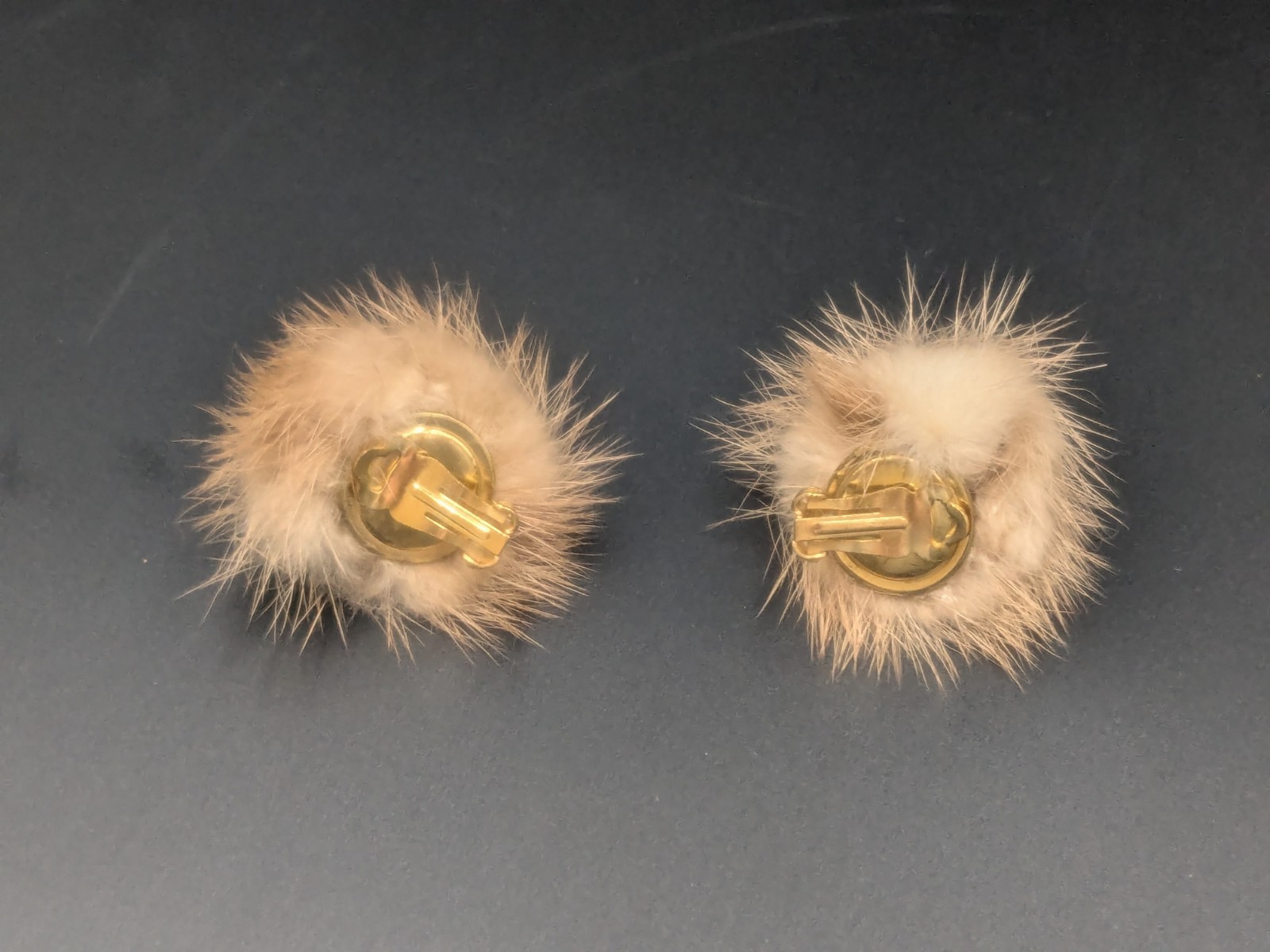 Vintage-style Clip-On Faux Fur Pom-Pom Earrings