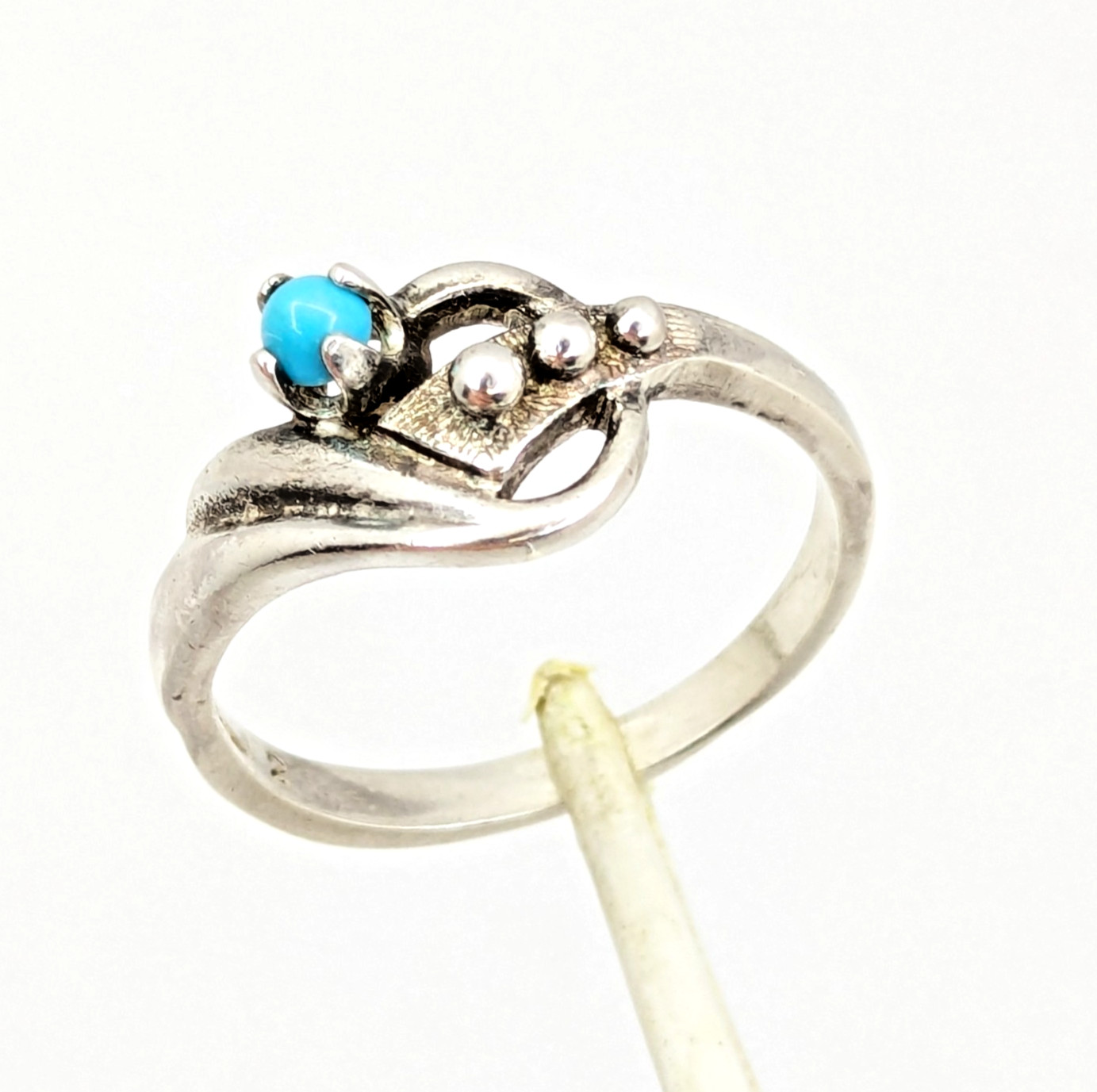 Vintage Soviet RING Silver⭐925 mark USSR with Turquoise-size: 8.5US (18.5mm) #19
