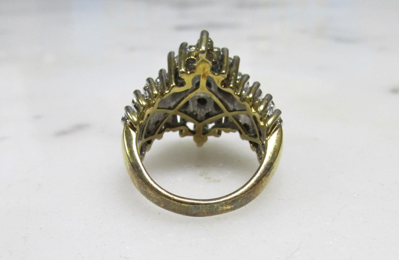 Women’s .35ctw Diamond Gold Plated Sterling Silver Cocktail Ring ~ 10g ~ 3-K198