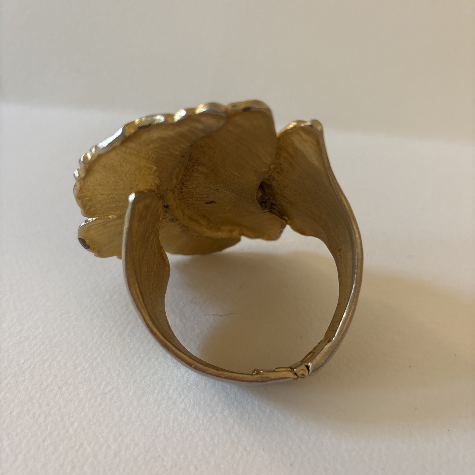 Les Bernard Ginkgo Leaf Vintage Gold Plate/Toned Cuff Bracelet