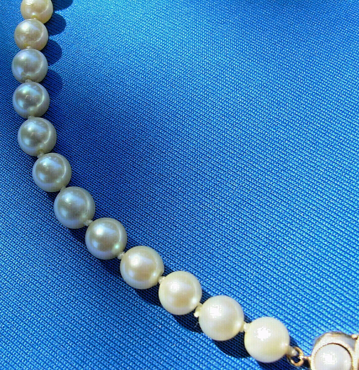 Original Vintage PEARL NECKLACE CHOKER Solid 14K GOLD Art Deco GATSBY ERA CLASP