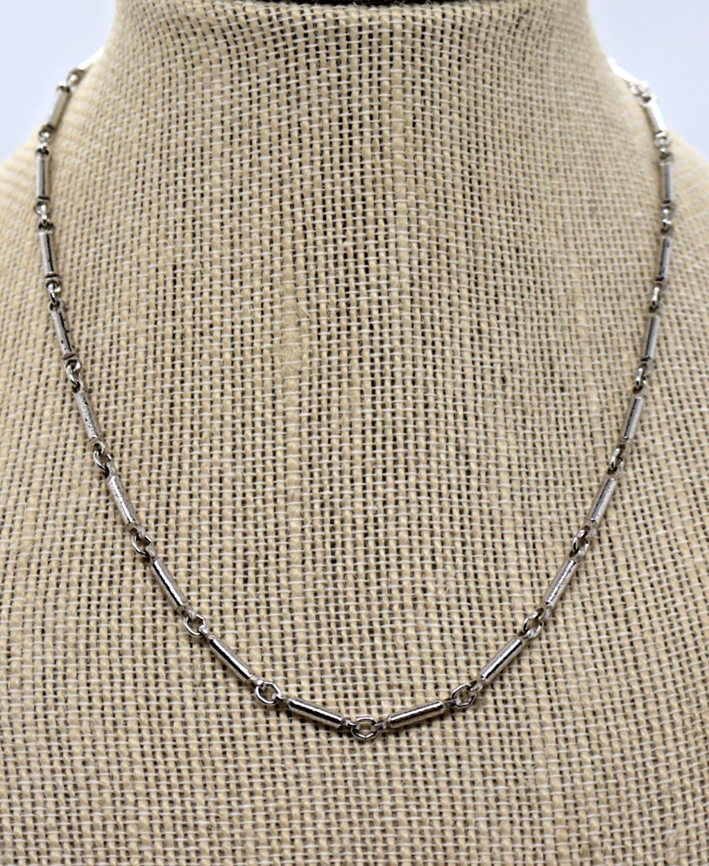 Vintage Silver Tone Bar Link Chain 16 Inches