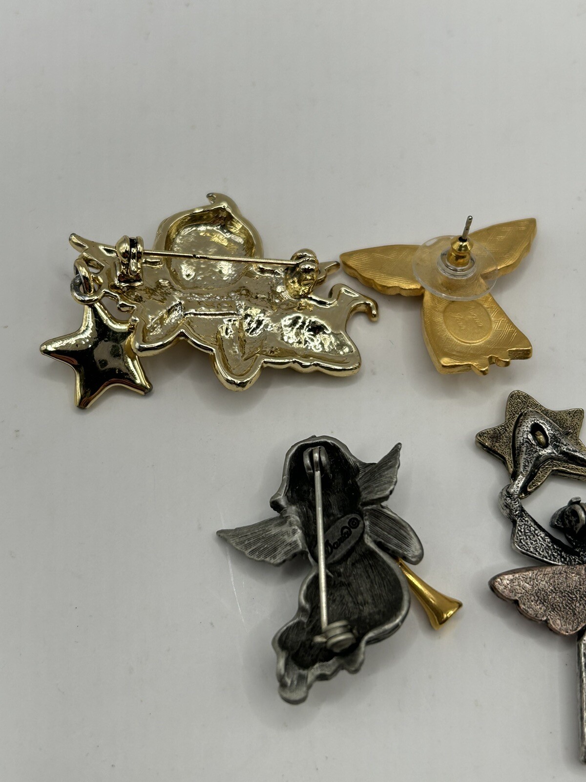 Vintage Angel Pin Brooch Lot – Gold Tone, Pewter, Daria, Norma Jean