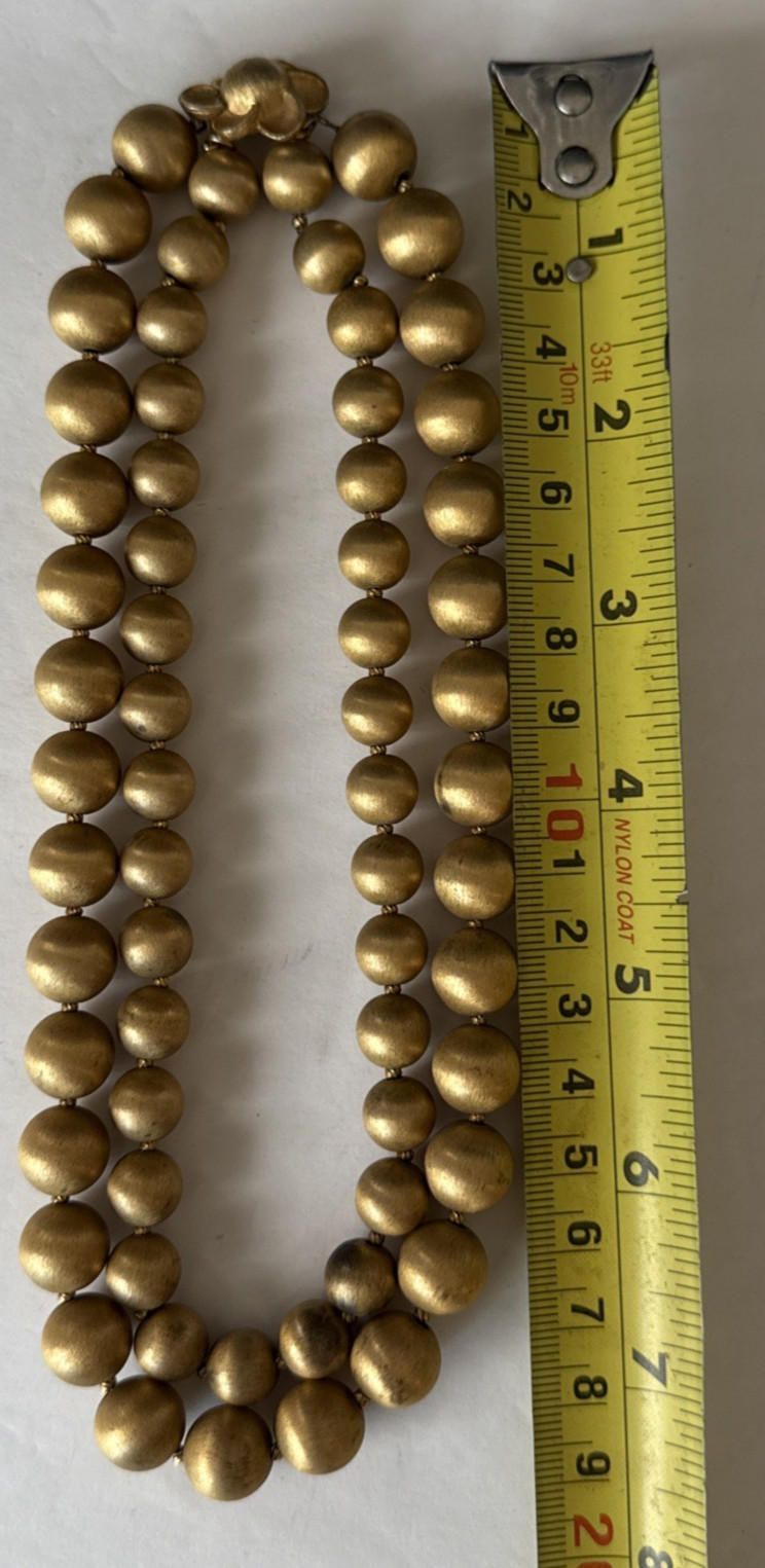 VENDOME Double Strand Gold Tone Beaded Necklace Satin Finish Signed