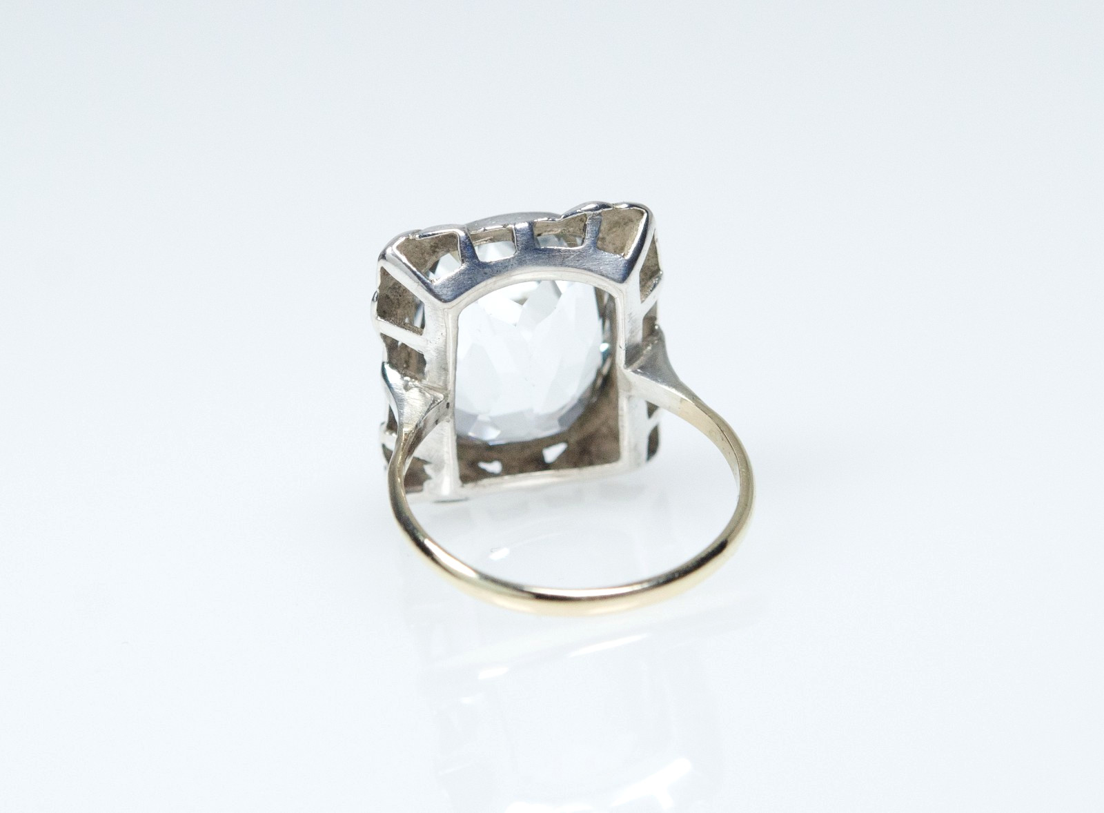 585 Gold/Silver Antique Ring Natural 8.50 ct Aquamarine Handmade 14K