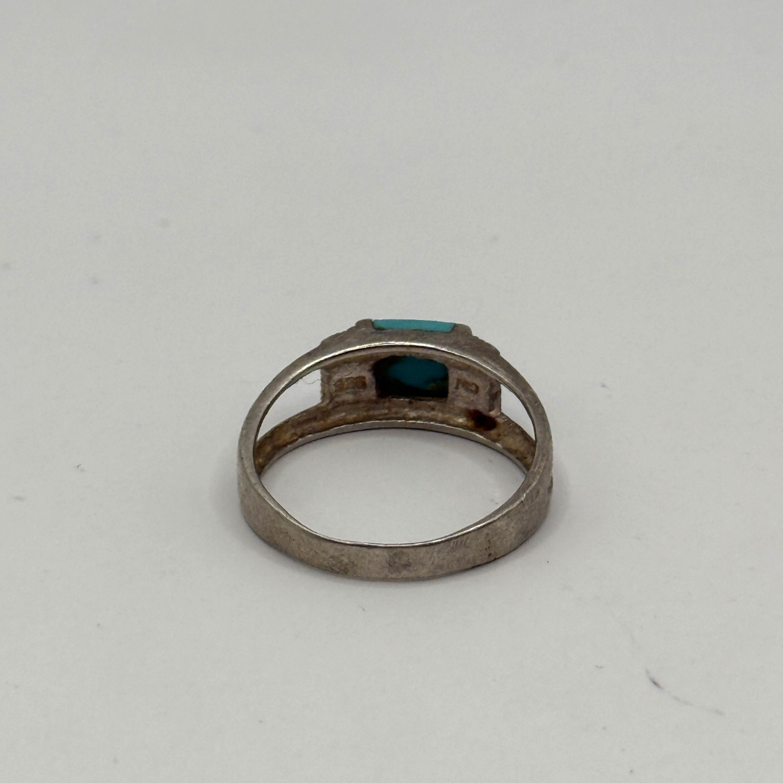 Vintage CW Sterling Silver 925 Blue Turquoise Ring Band Sz 8.5 Charles Winston