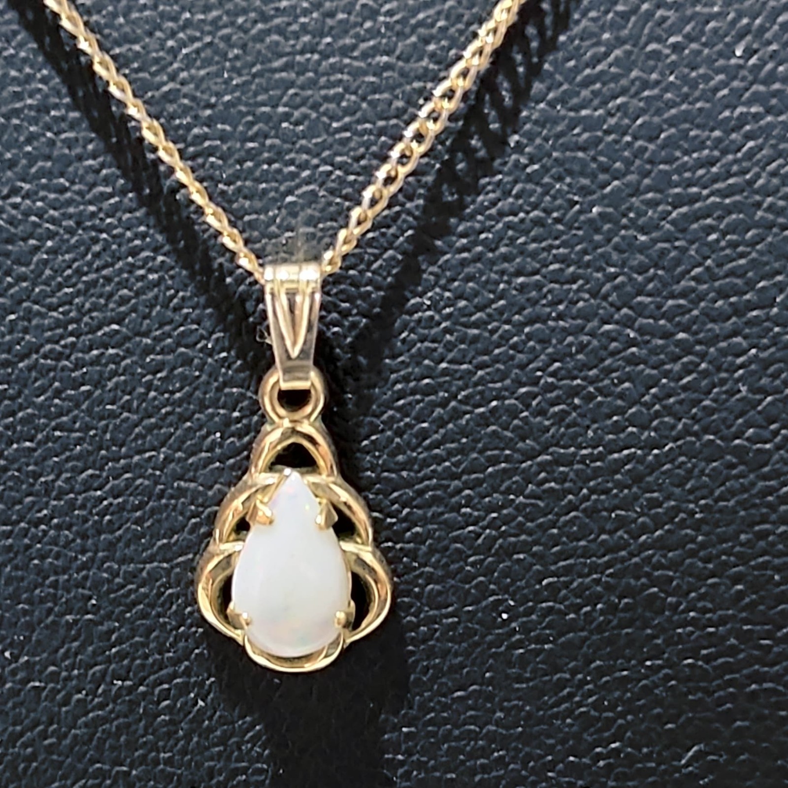 Vintage Opal Teardrop Pendant Necklace 12k Gold Filled GF Art Deco Filigree✨