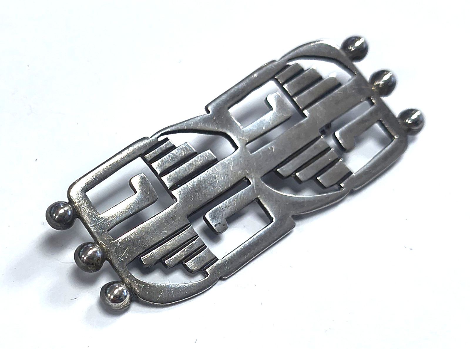 Vintage 1940’s Taxco Mexico 980 Sterling Silver Pre Columbian Design Brooch Pin