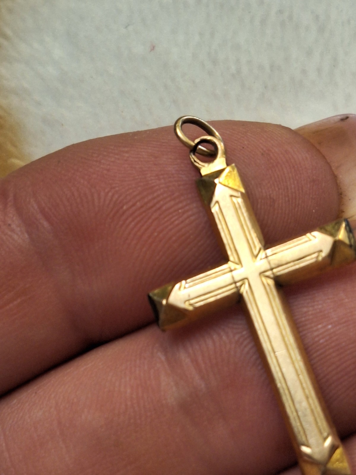 VTG 1/20 12k GF Gold Filled Etched Cross Pendant 1 1/4″