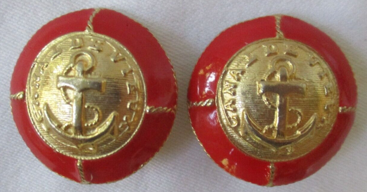 VINTAGE GAY BOYER CANAL DE VIEUX ANCHOR CLIP-ON EARRINGS WITH PADS