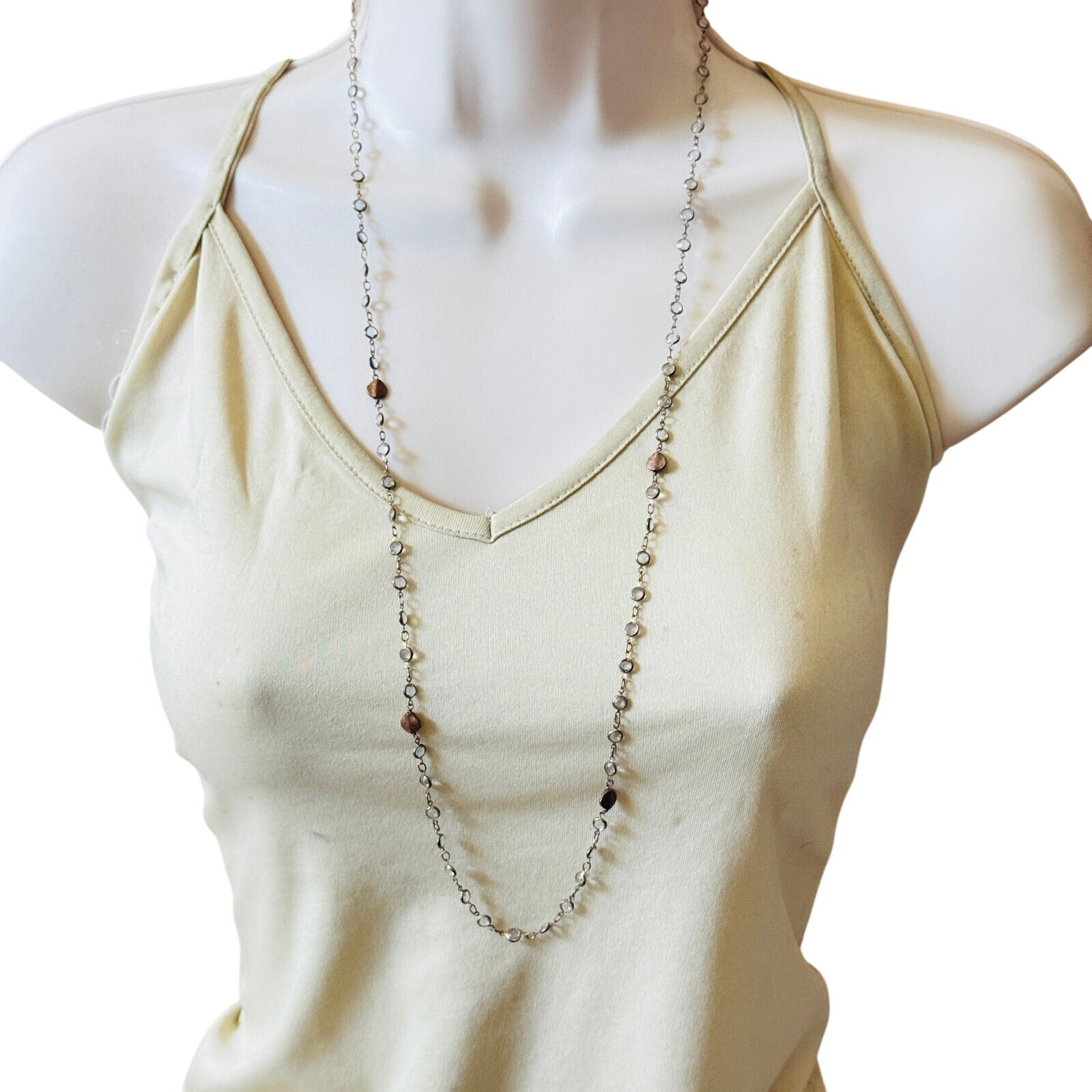 VTG Regal Open Bezel Austrian Crystal Necklace dainty light blue rare high end