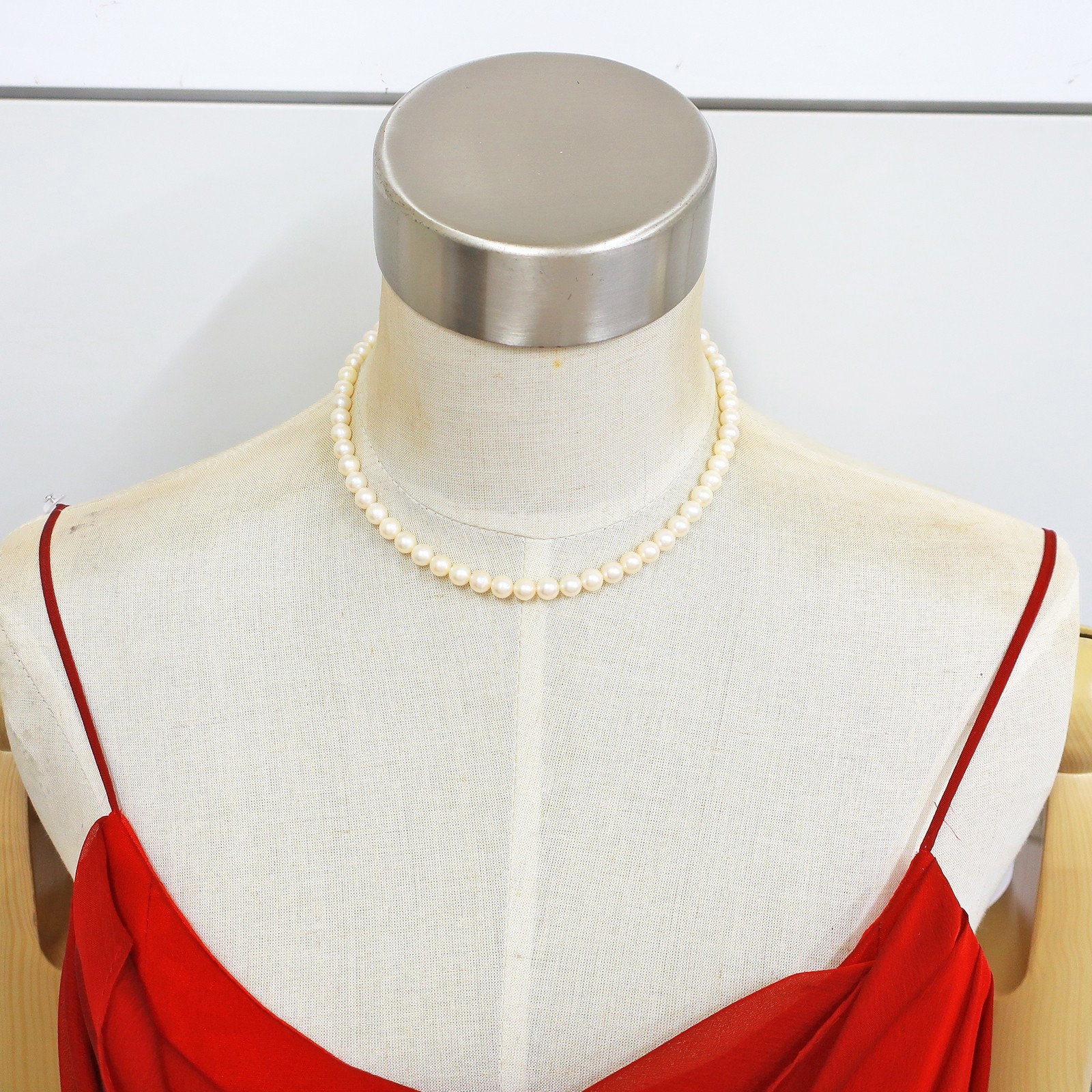 MIKIMOTO Pearl Chain Necklace Pendant Silver Clasp #1099c Rise-on