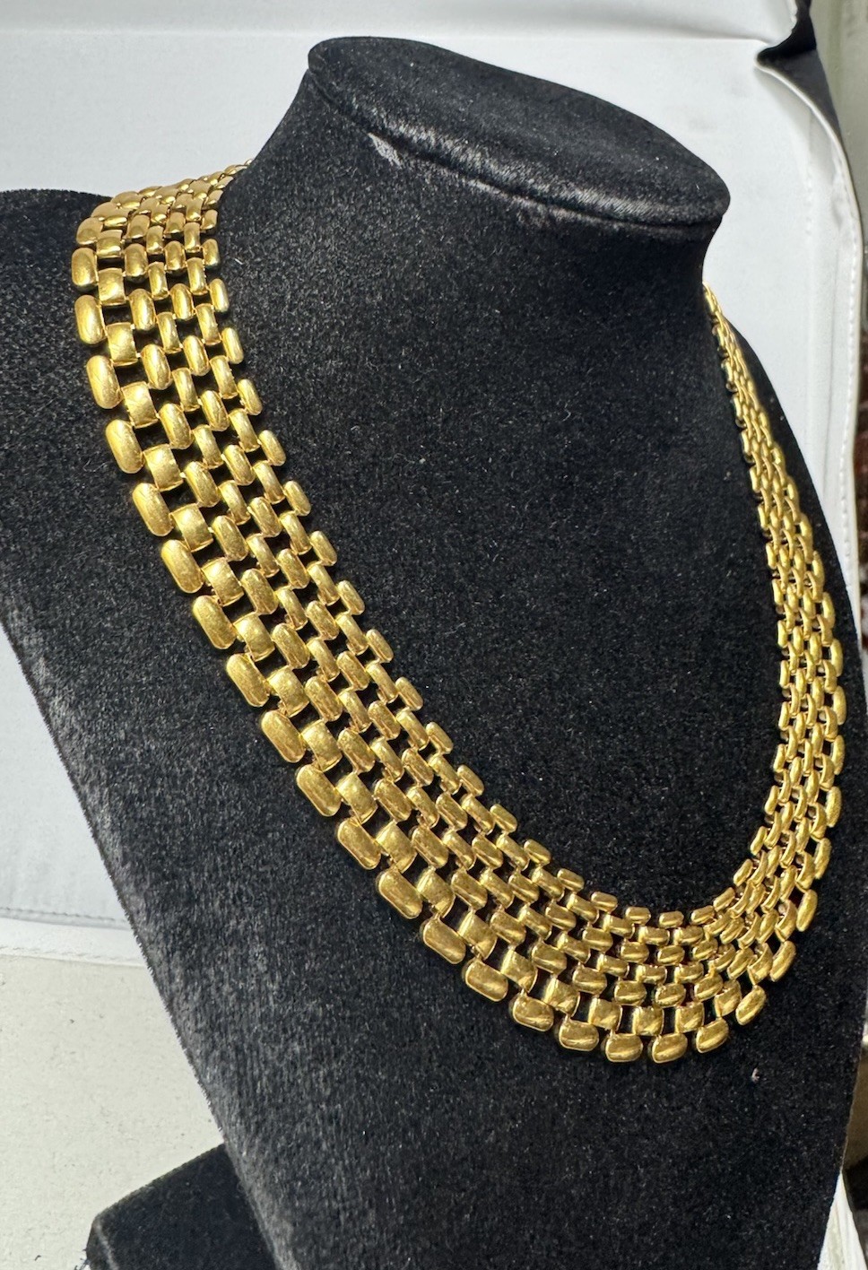 Vintage Napier Thick 80s Gold Tone Panther Link Chain 16” Necklace Choker Collar