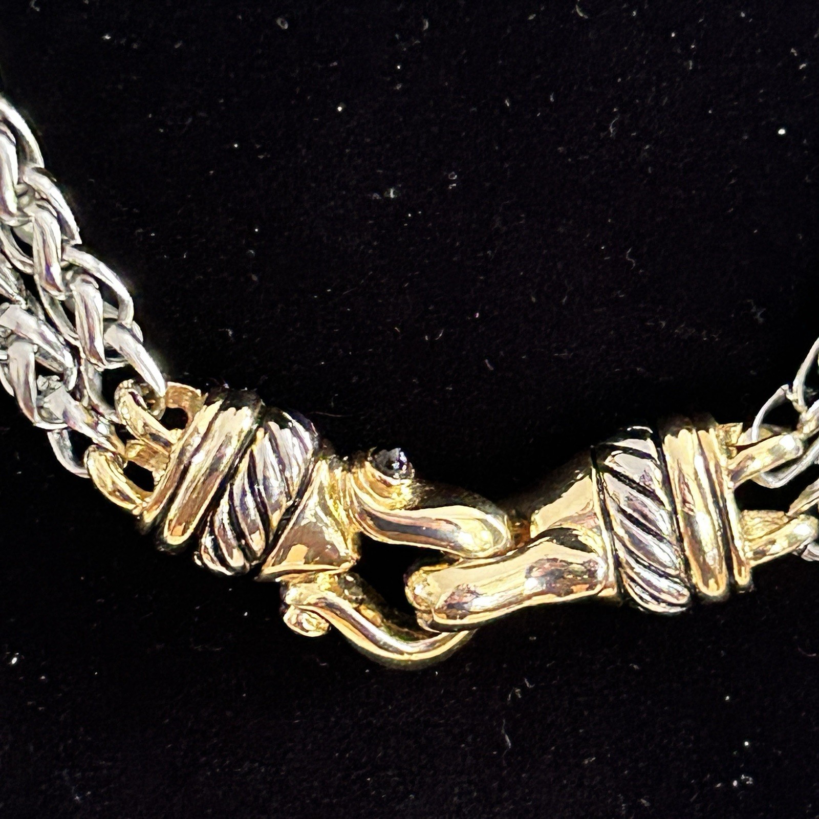 Vtg Two Strand Wheat Link Chain Necklace In The D.Y Style. Sm Neck Only