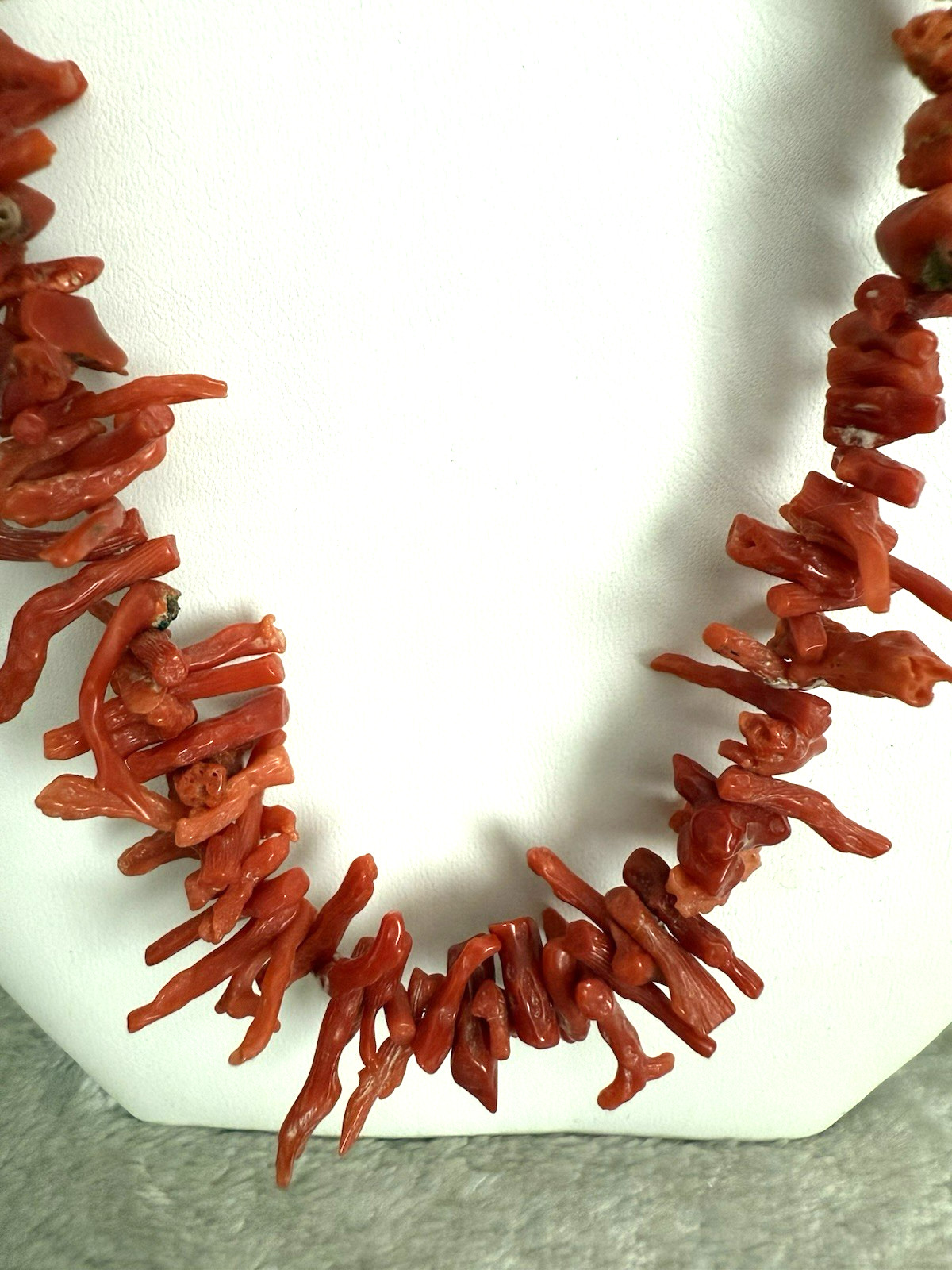 Vintage Salmon Red Branch Coral 19 ” Graduated Statement Necklace VERY NICE