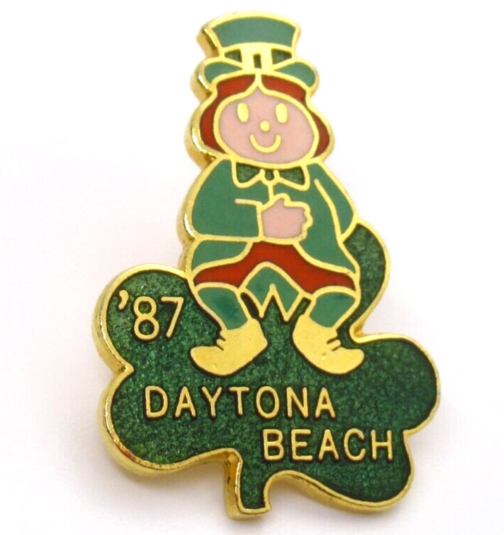 Vintage 1987 Daytona Beach Leprechaun Pin St. Patrick’s Day Shamrock Luck
