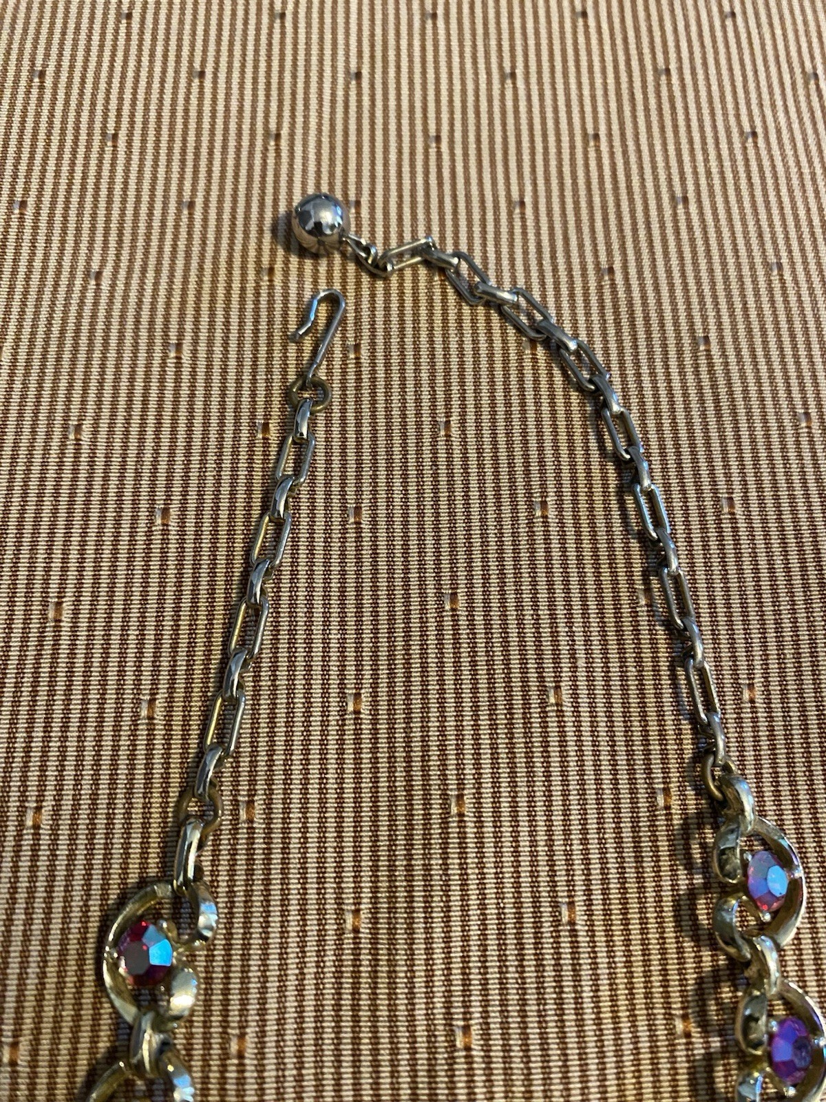 Vintage Aurora Borealis Rhinestone Necklace Hangs Approximately 7 1/2 Inches
