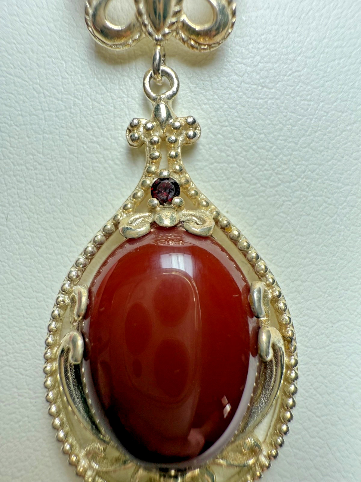 VTG Kit Heath Sterling Silver Butterfly Necklace Earrings Set Red Cabochon 925