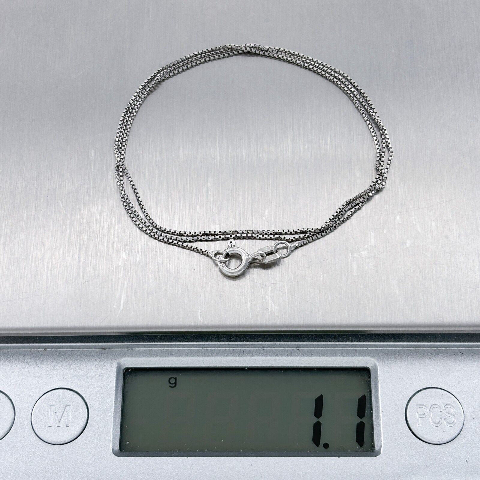 Vintage Italian Sterling Silver 925 Box Chain Necklace 16.5″