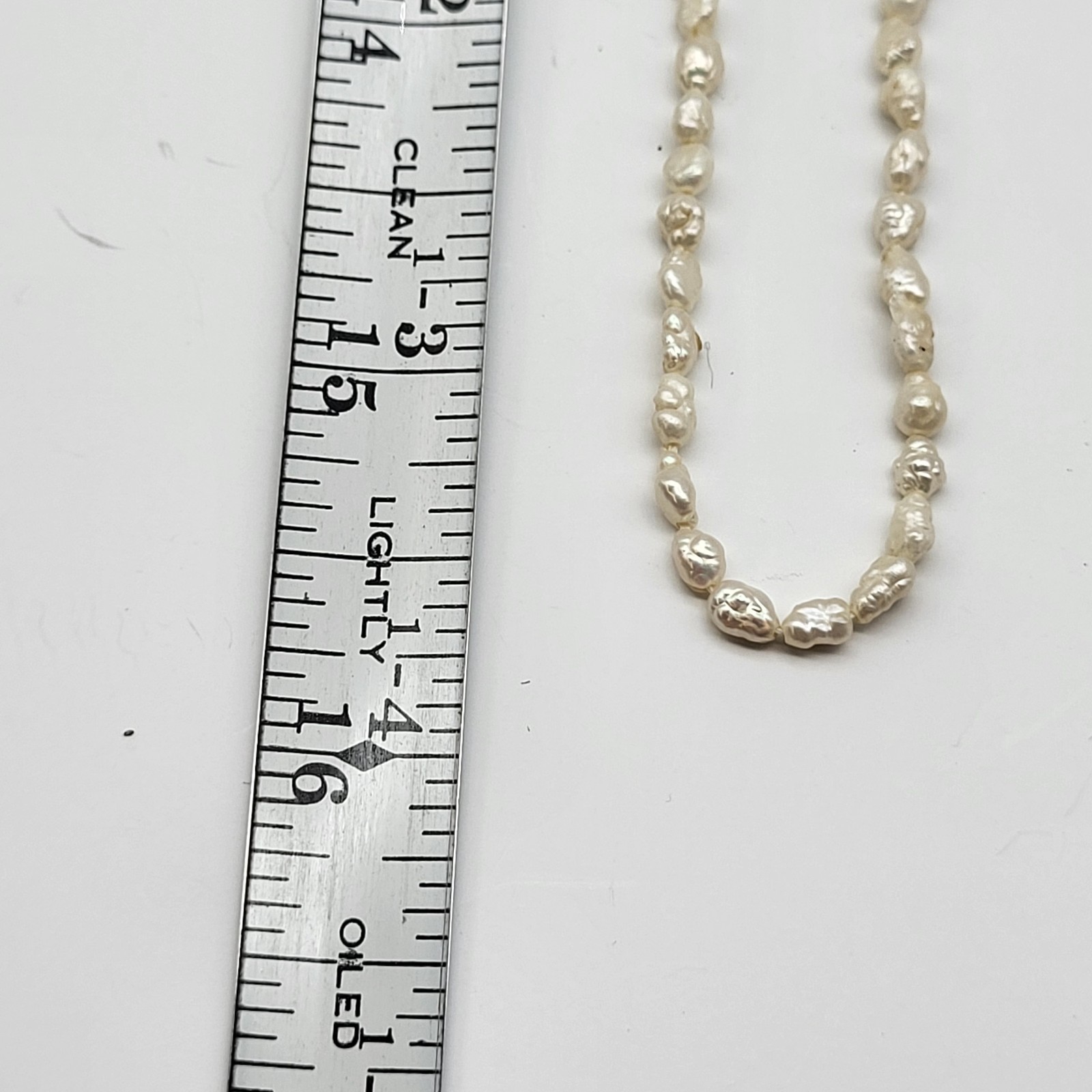 Lovely VTG rice pearl necklace two single strands 32″ bridal no clasp natural