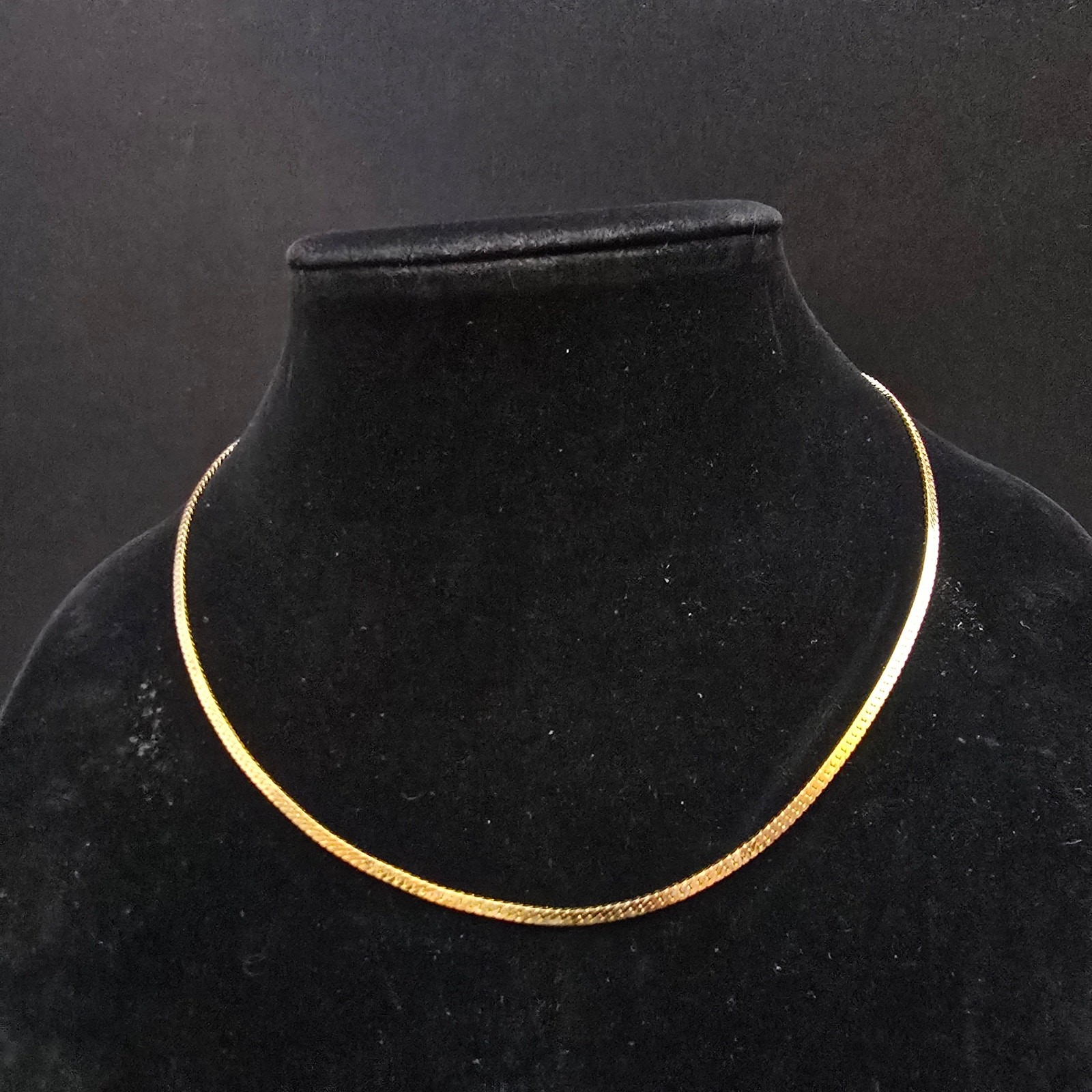14K Gold Plated Herringbone Chain Necklace Gold Tone 18 Inch Costume Jewelry