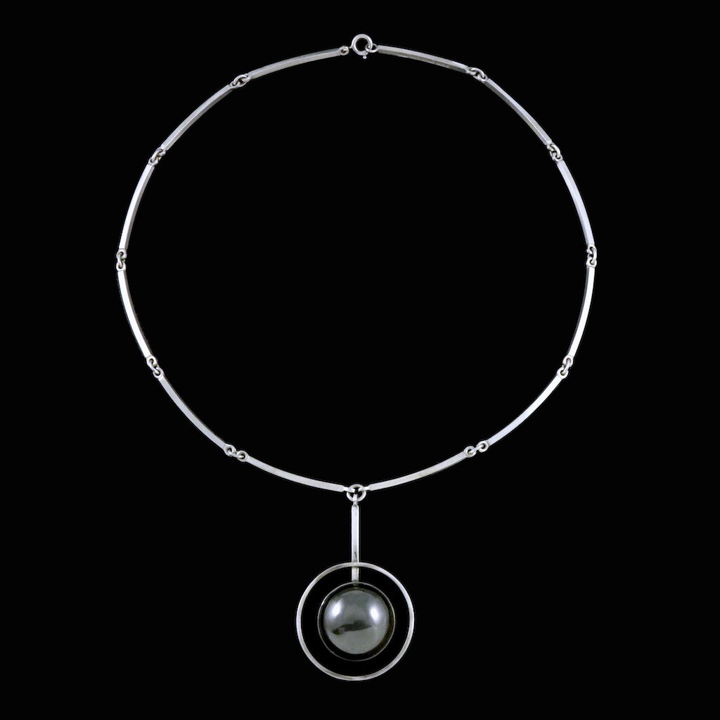 N.E. From – Denmark. Sterling Silver Necklace / Pendant with Hematite.