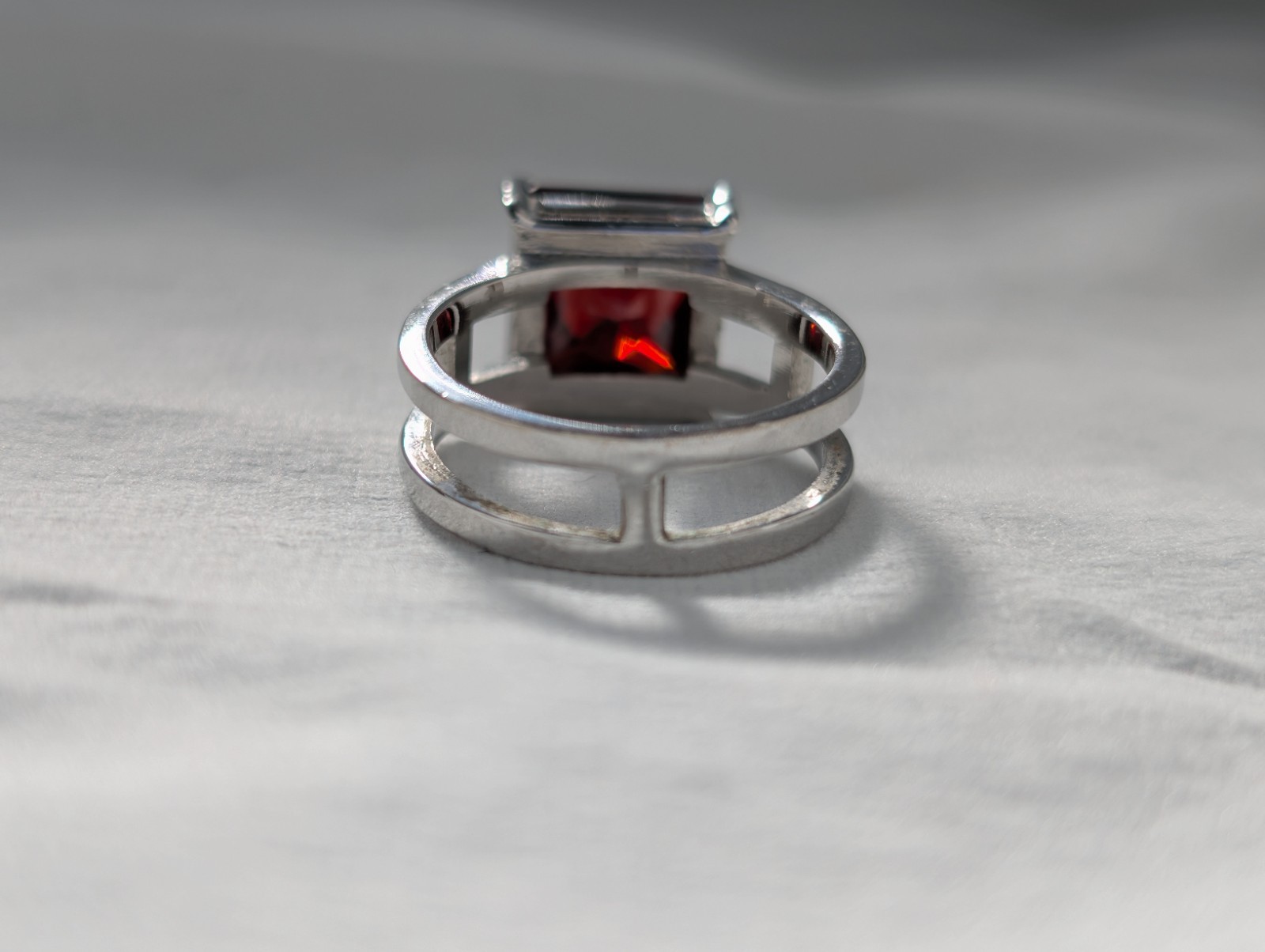 Sterling Silver 7Grams DBJ Dee Berkley Jewelry Garnet Red CZ Square Cut Ring S8
