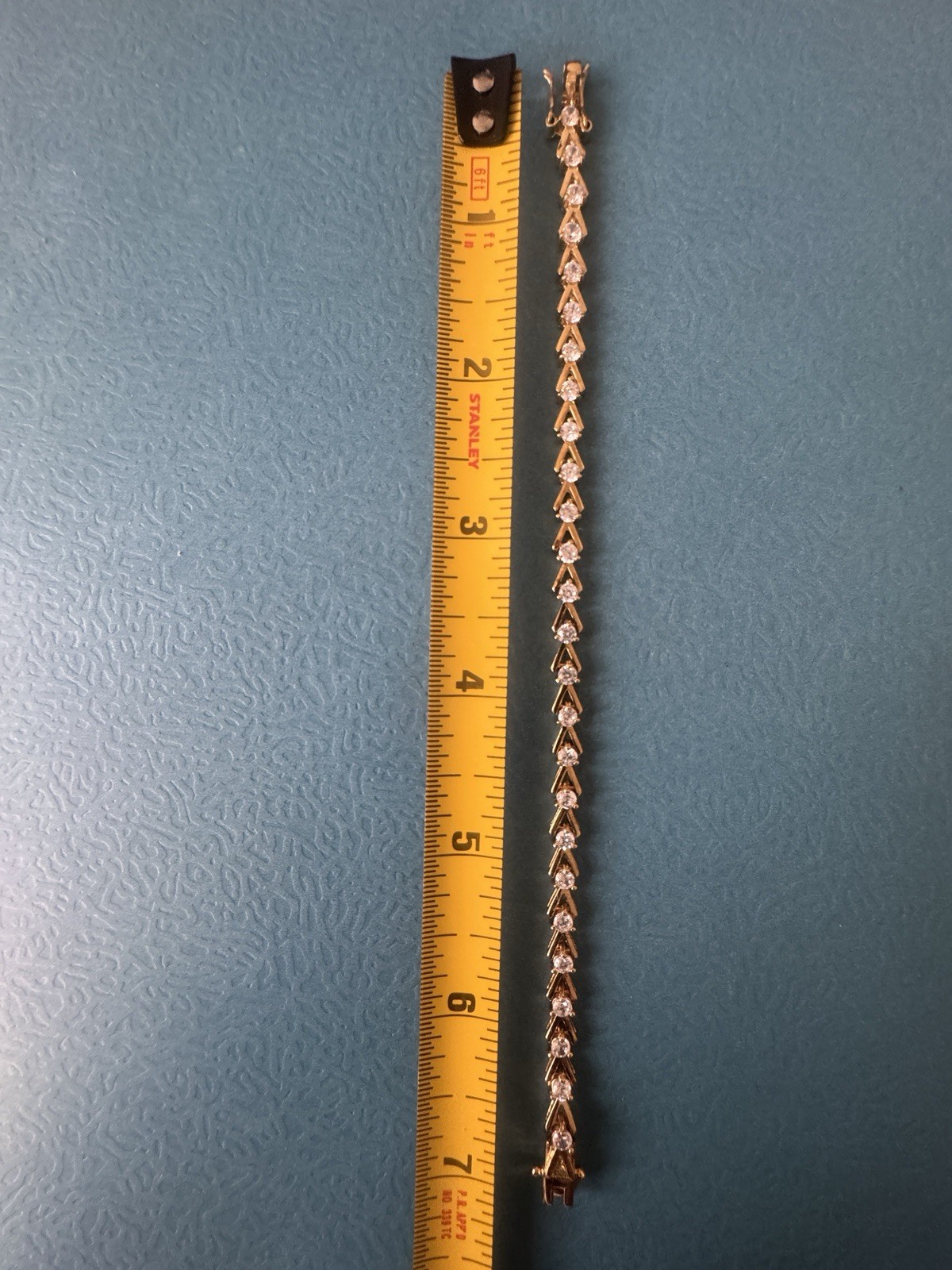 Vintage DBJ .925 Sterling Silver 14k Gold Plate Diamonds Bracelet Size 7”